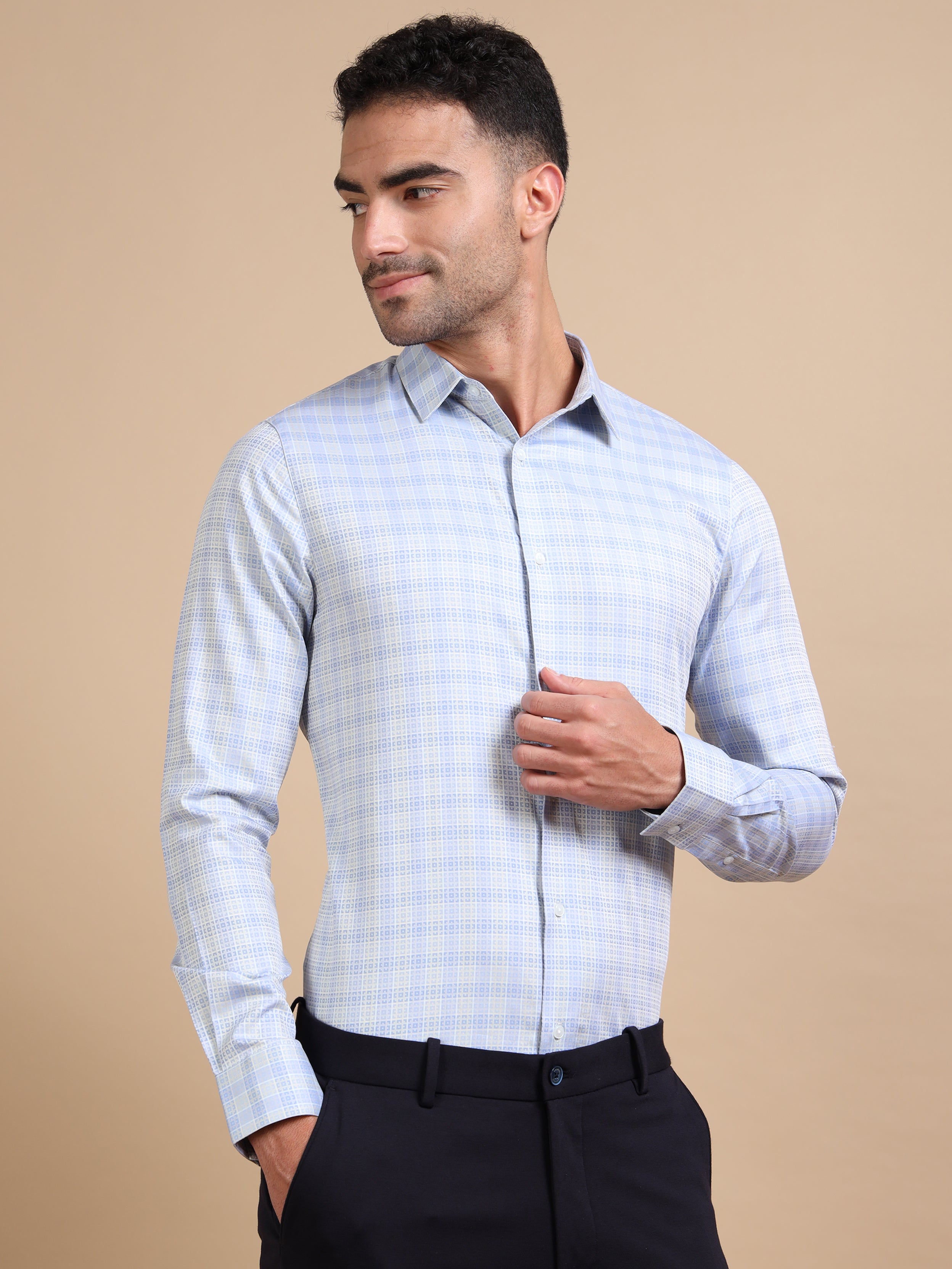 Blue Formal Check Shirt