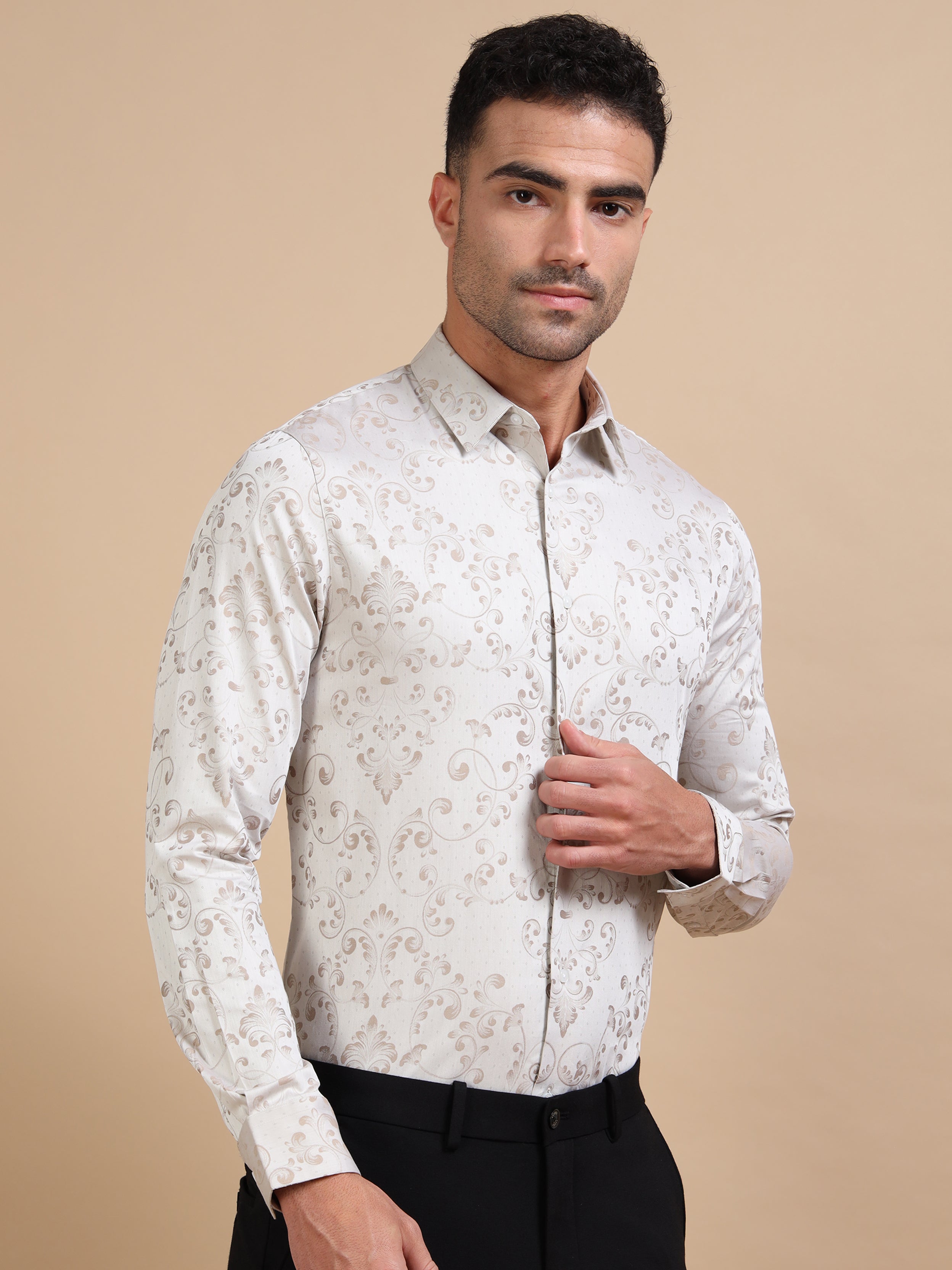 Cream Special Jacquard Shirt