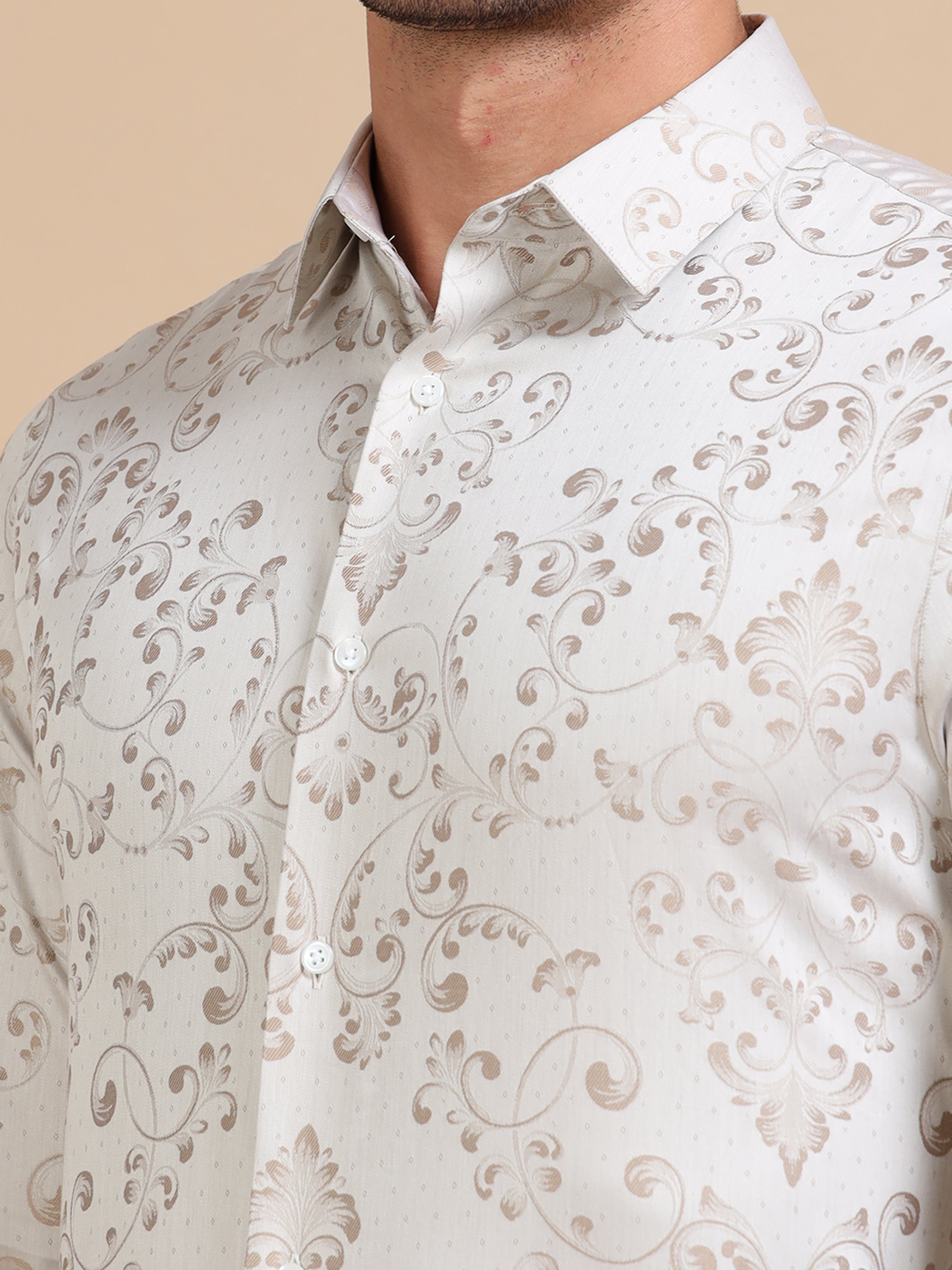 Cream Special Jacquard Shirt