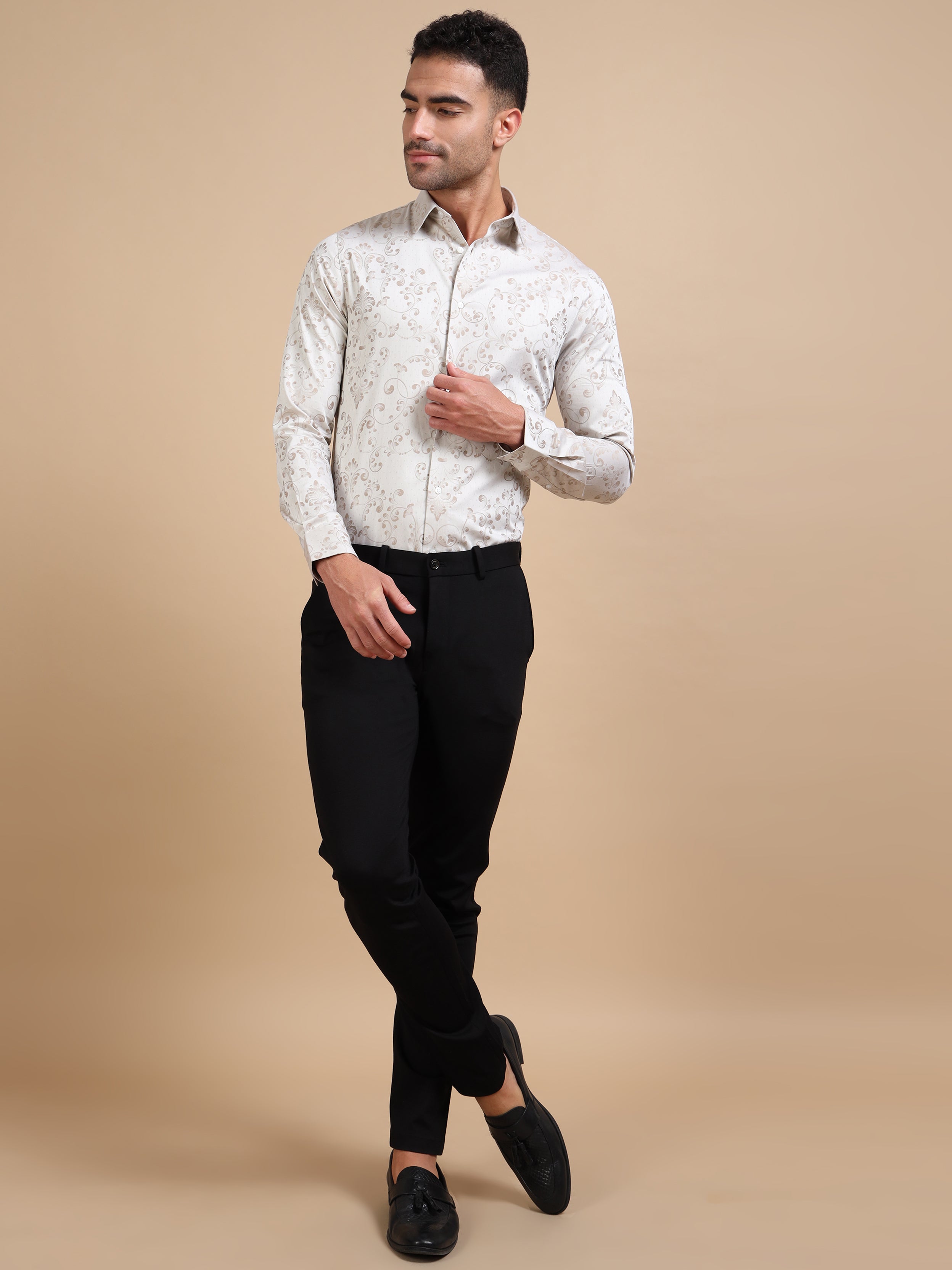 Cream Special Jacquard Shirt