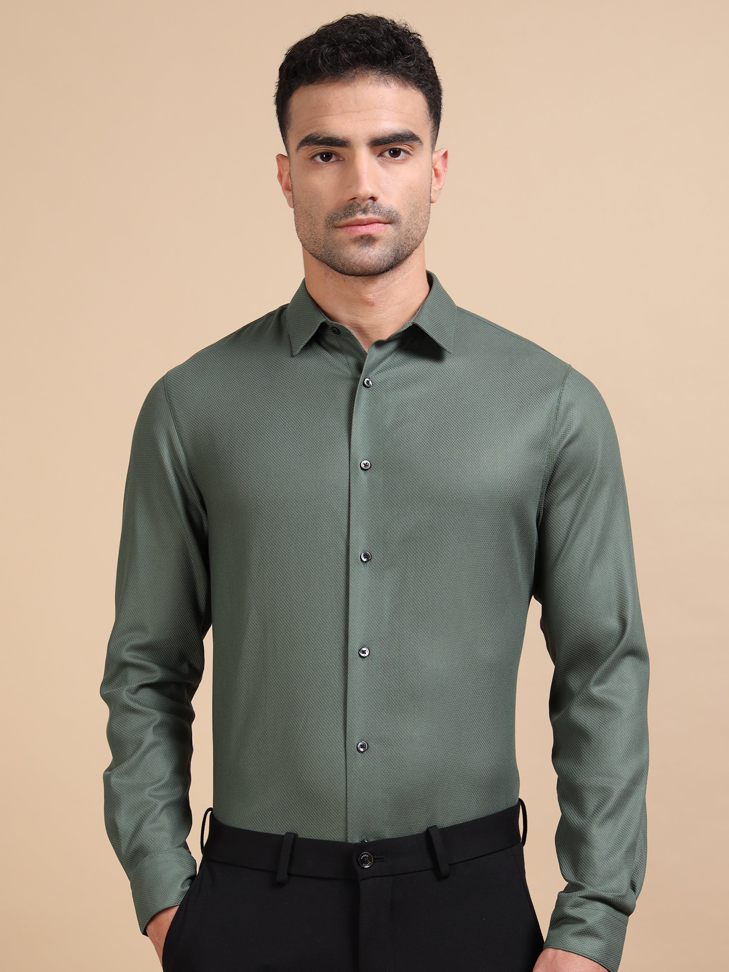 Green Mockleno Formal Shirt