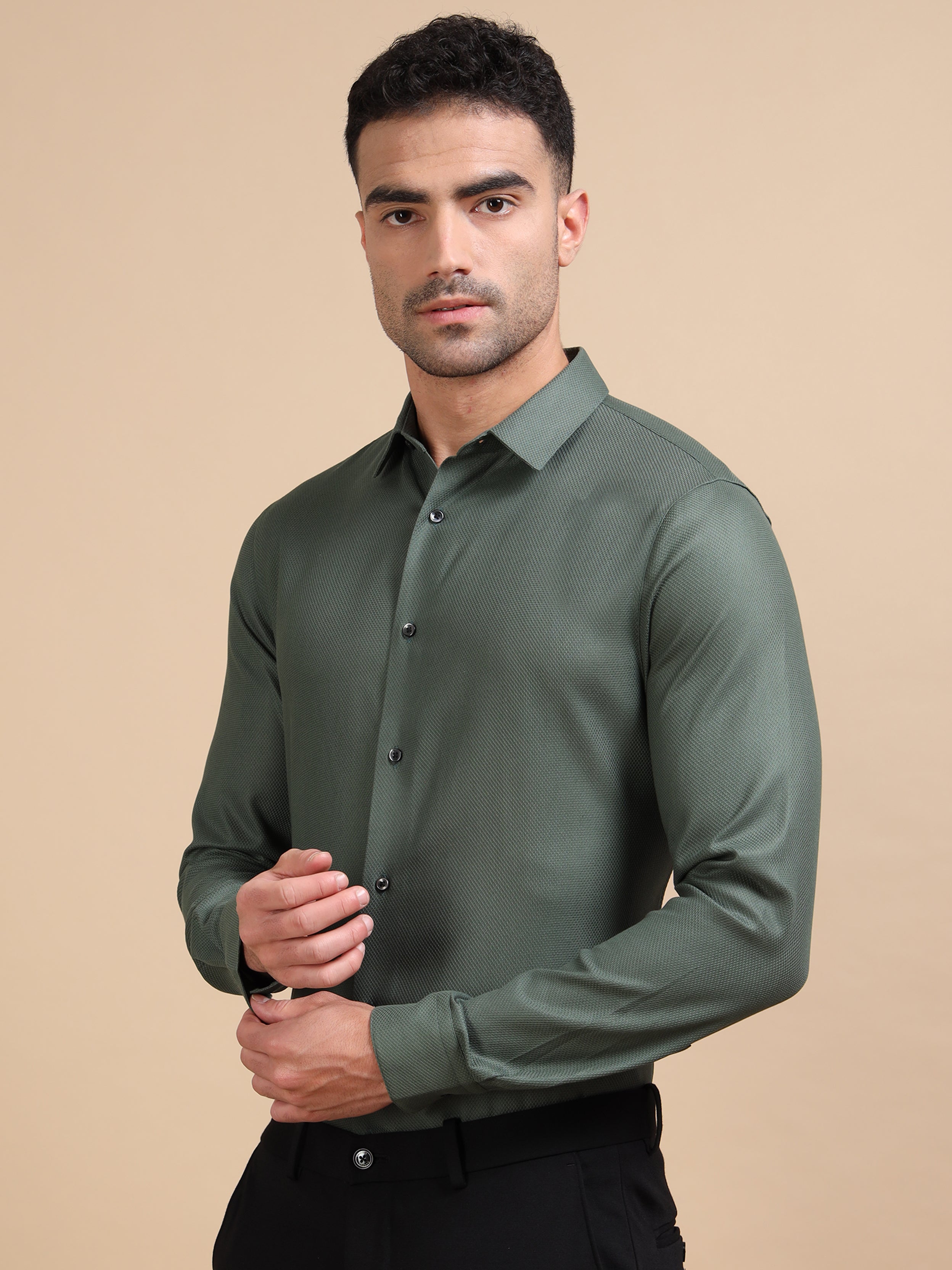 Green Mockleno Formal Shirt