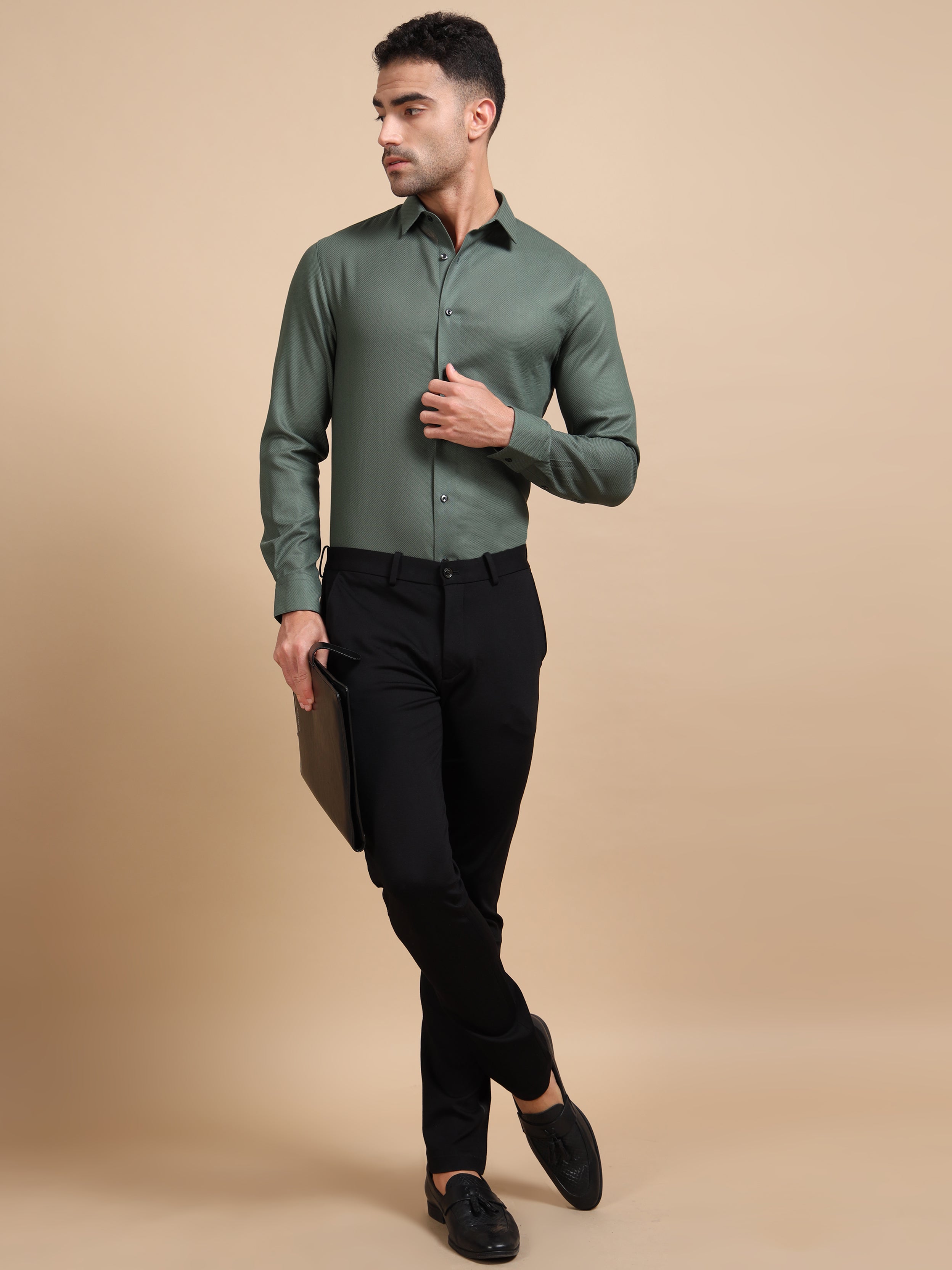 Green Mockleno Formal Shirt