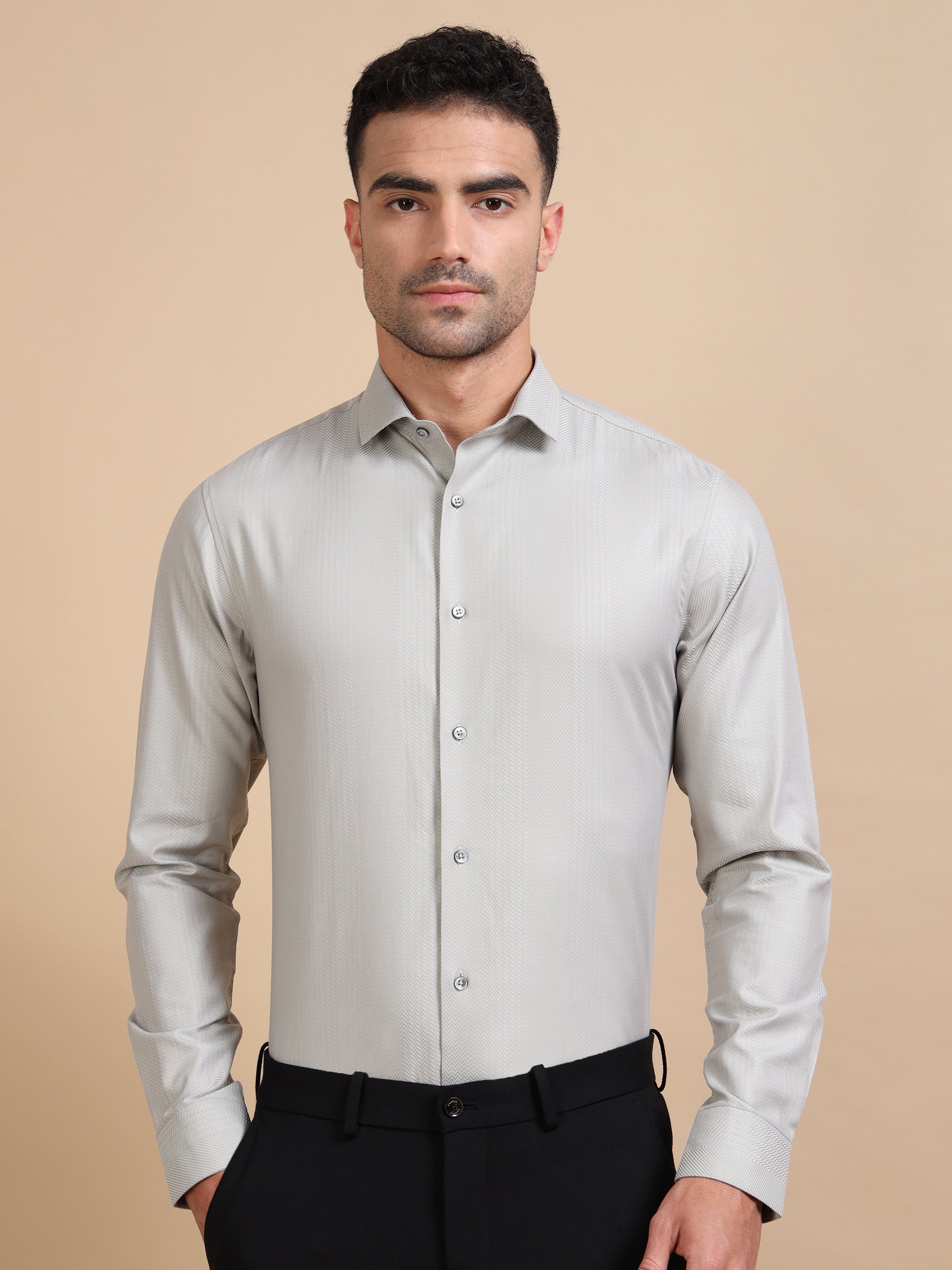 Grey Dobby Formal Shirt