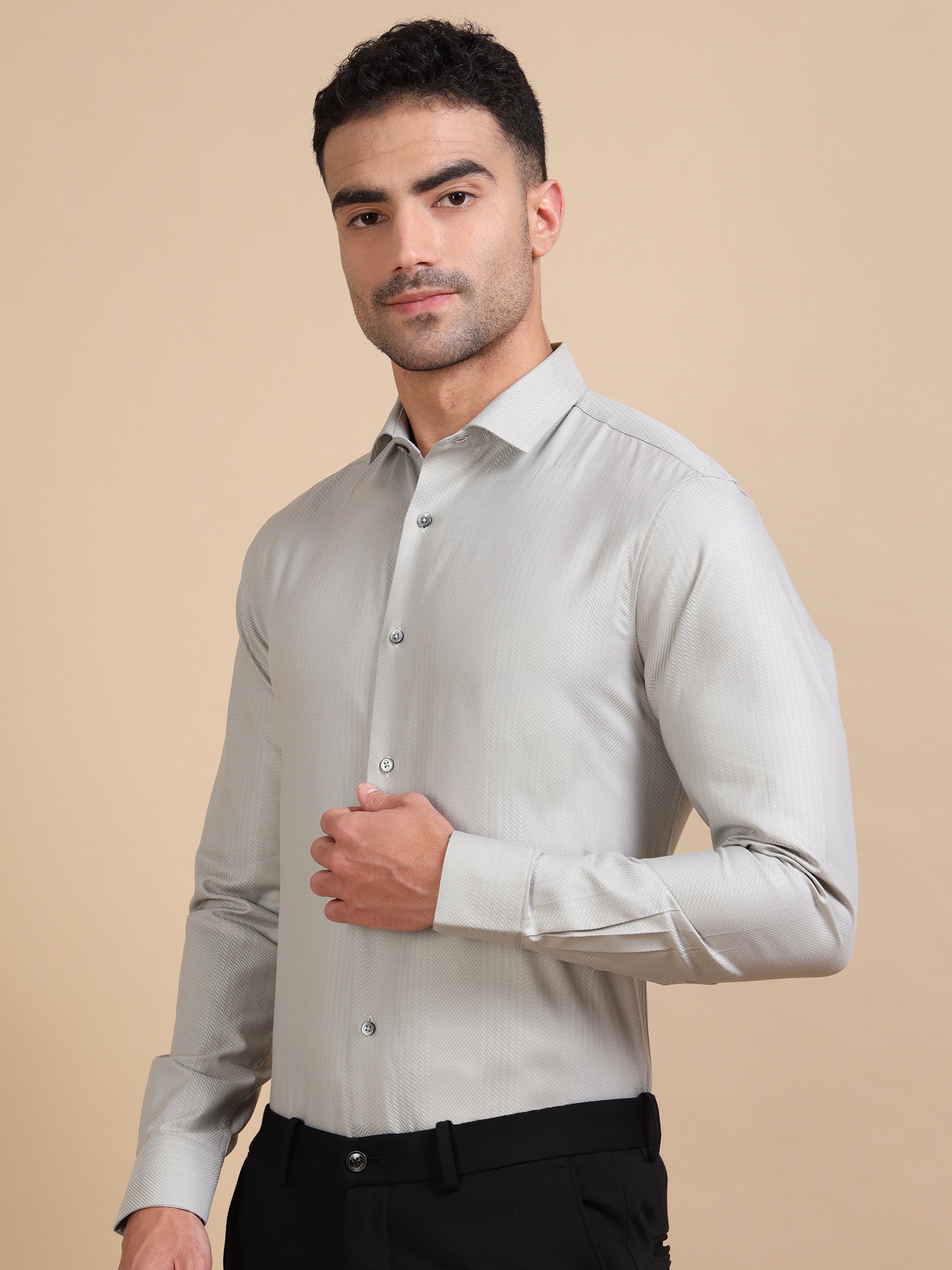 Grey Dobby Formal Shirt