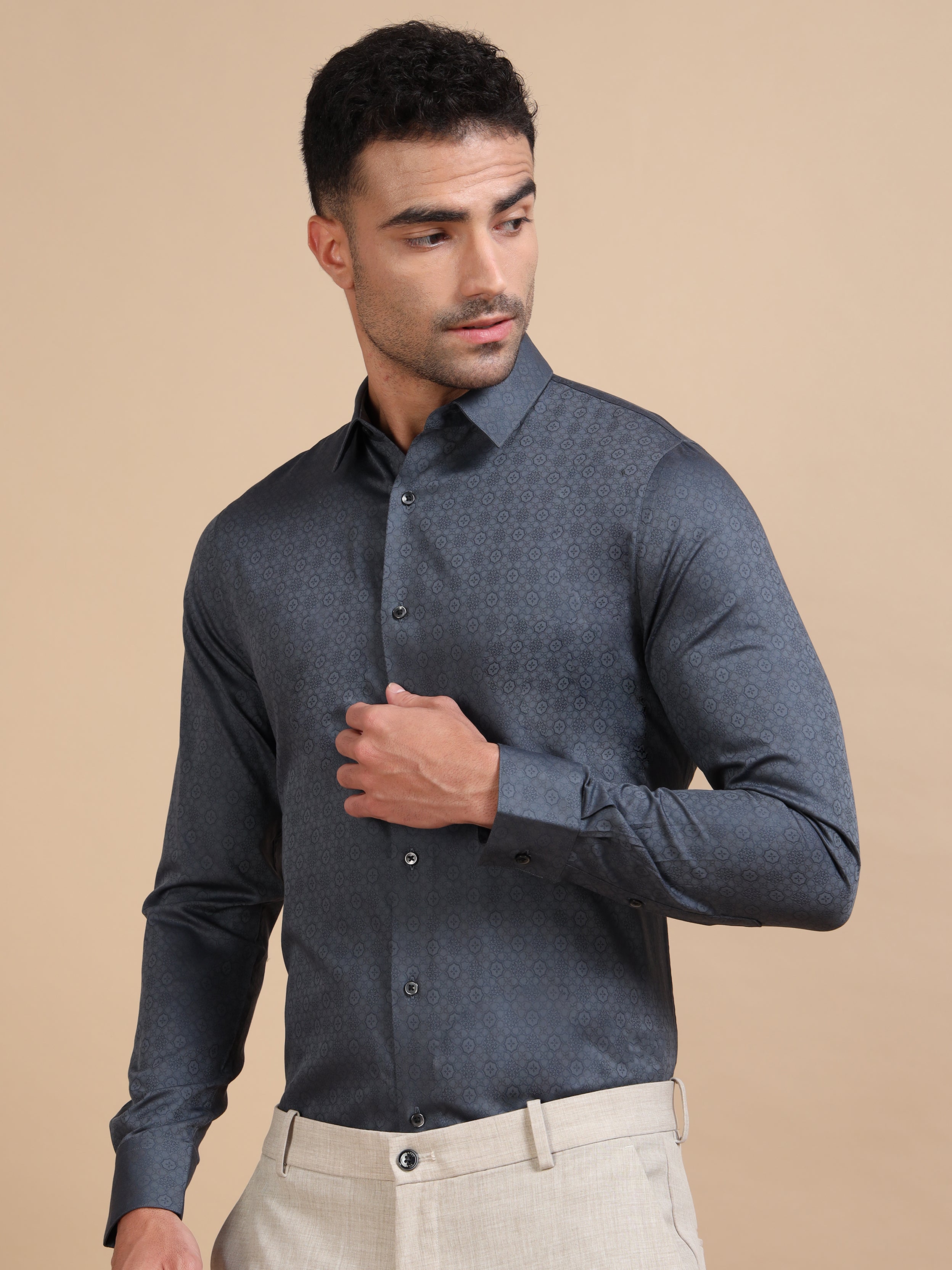 Grey Small Jacquard Shirt