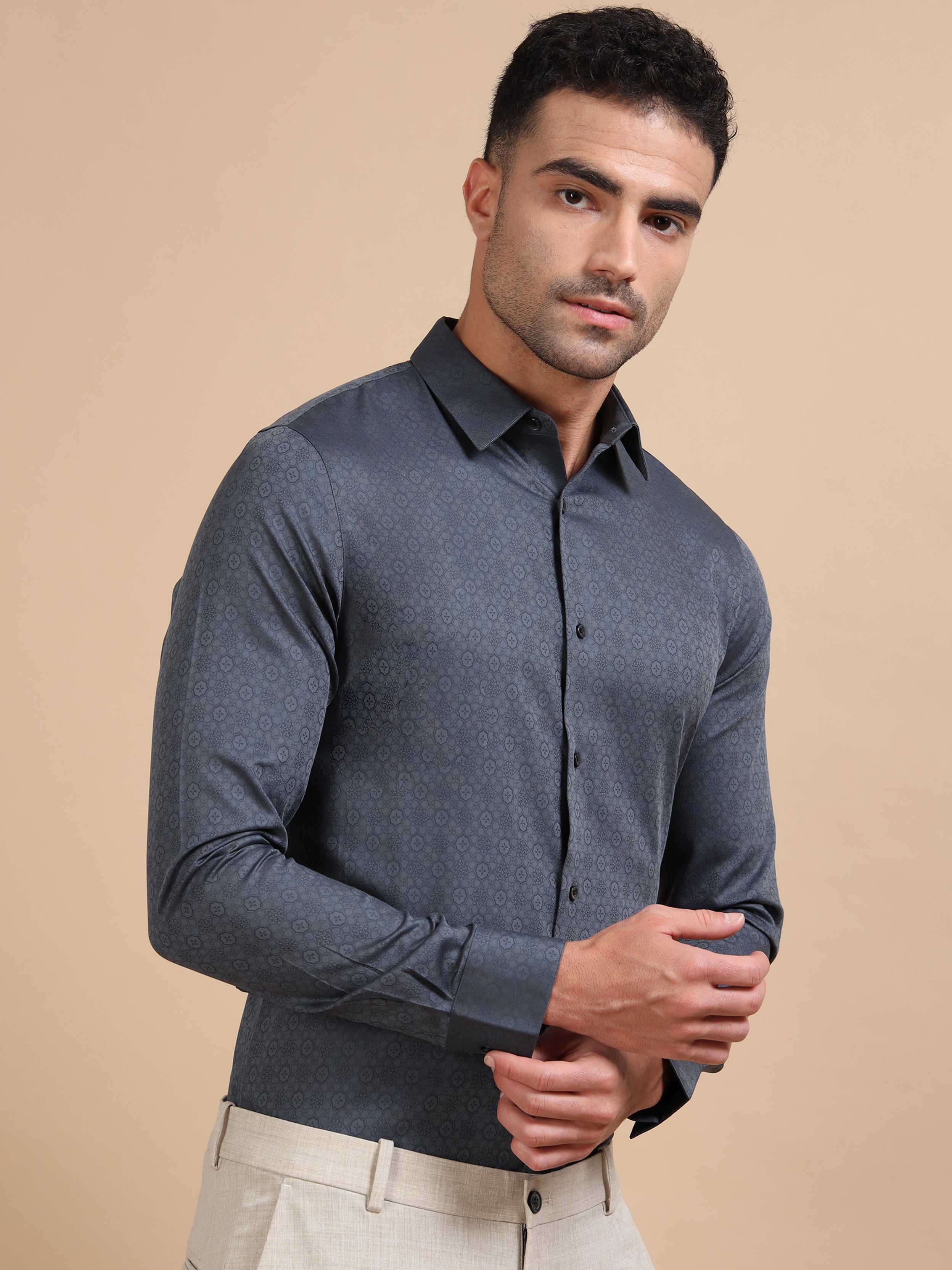 Grey Small Jacquard Shirt