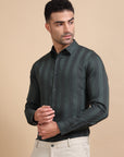 Green Striped Jacquard Evening Shirt