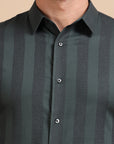 Green Striped Jacquard Evening Shirt