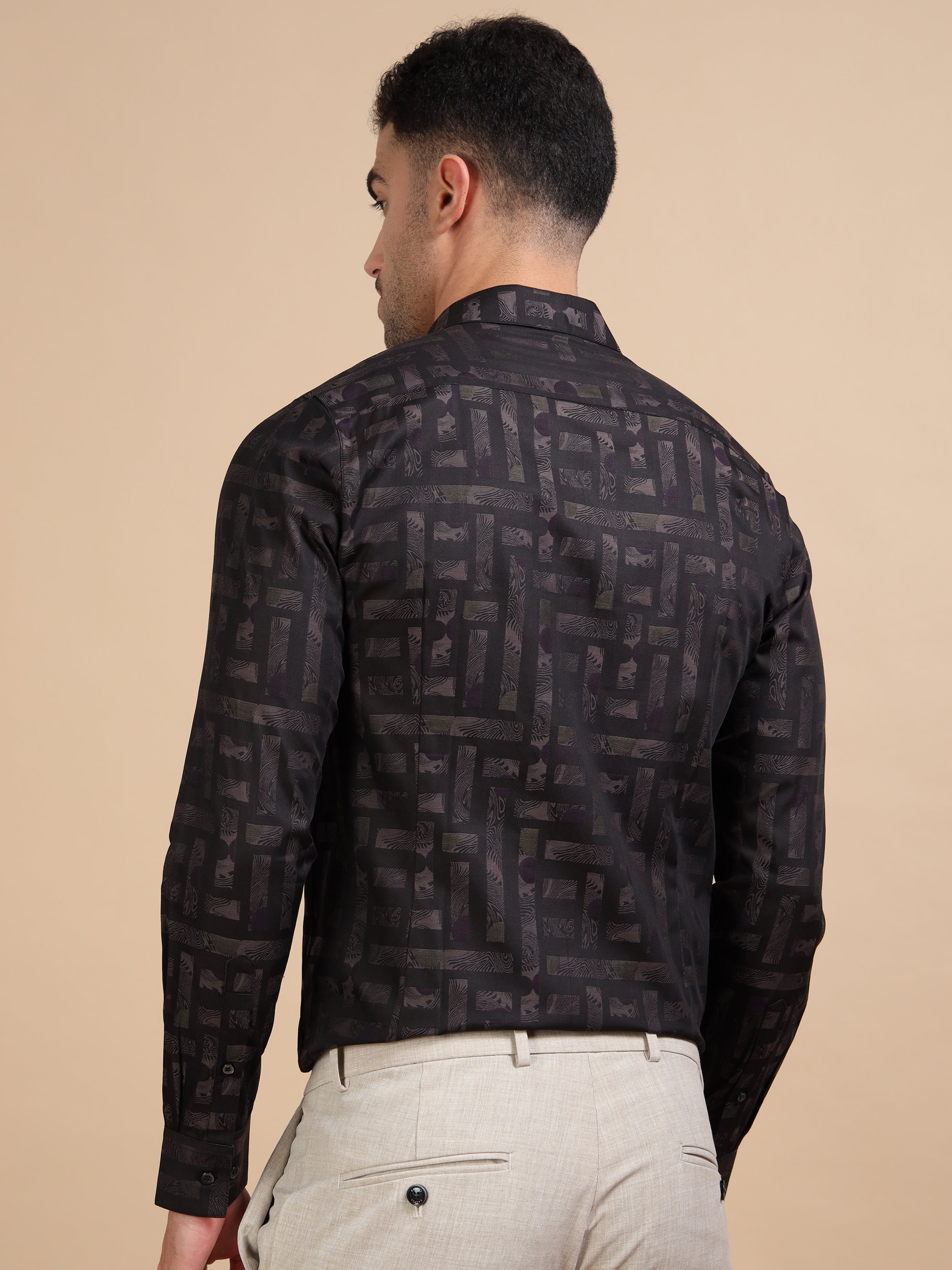 Black Jacquard Festive Shirt