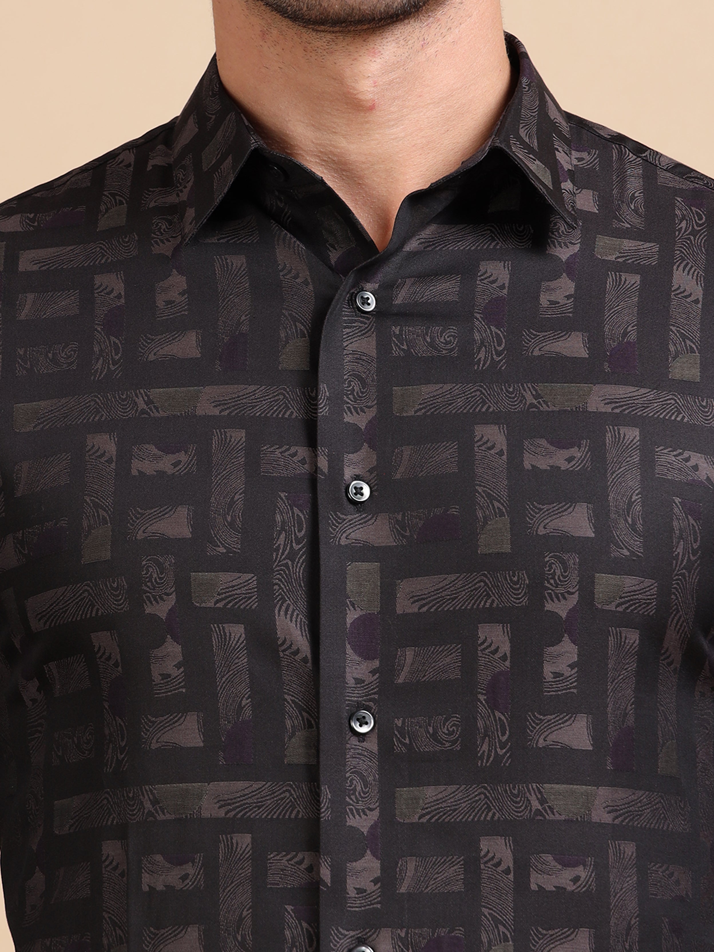 Black Jacquard Festive Shirt