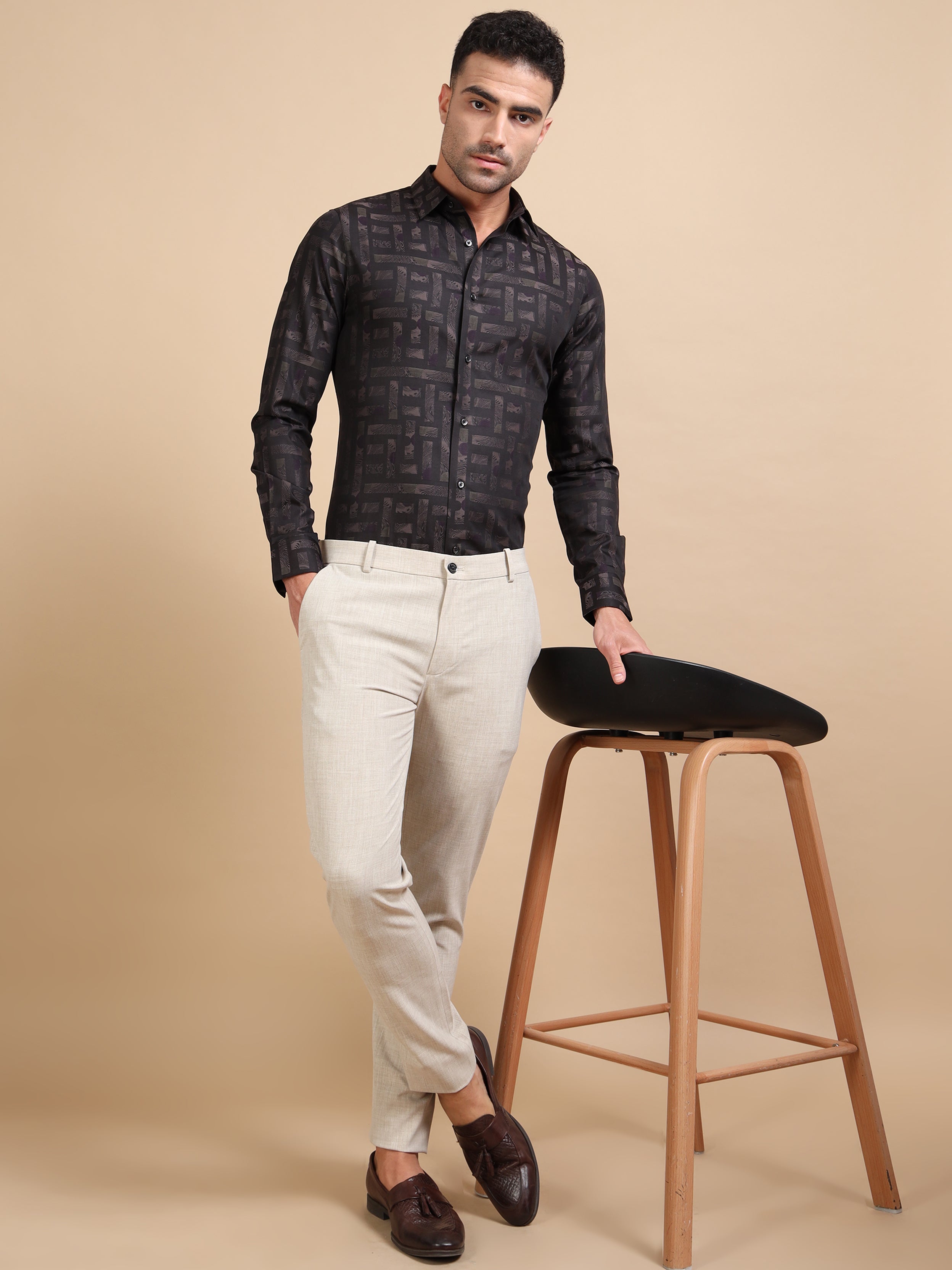 Black Jacquard Festive Shirt