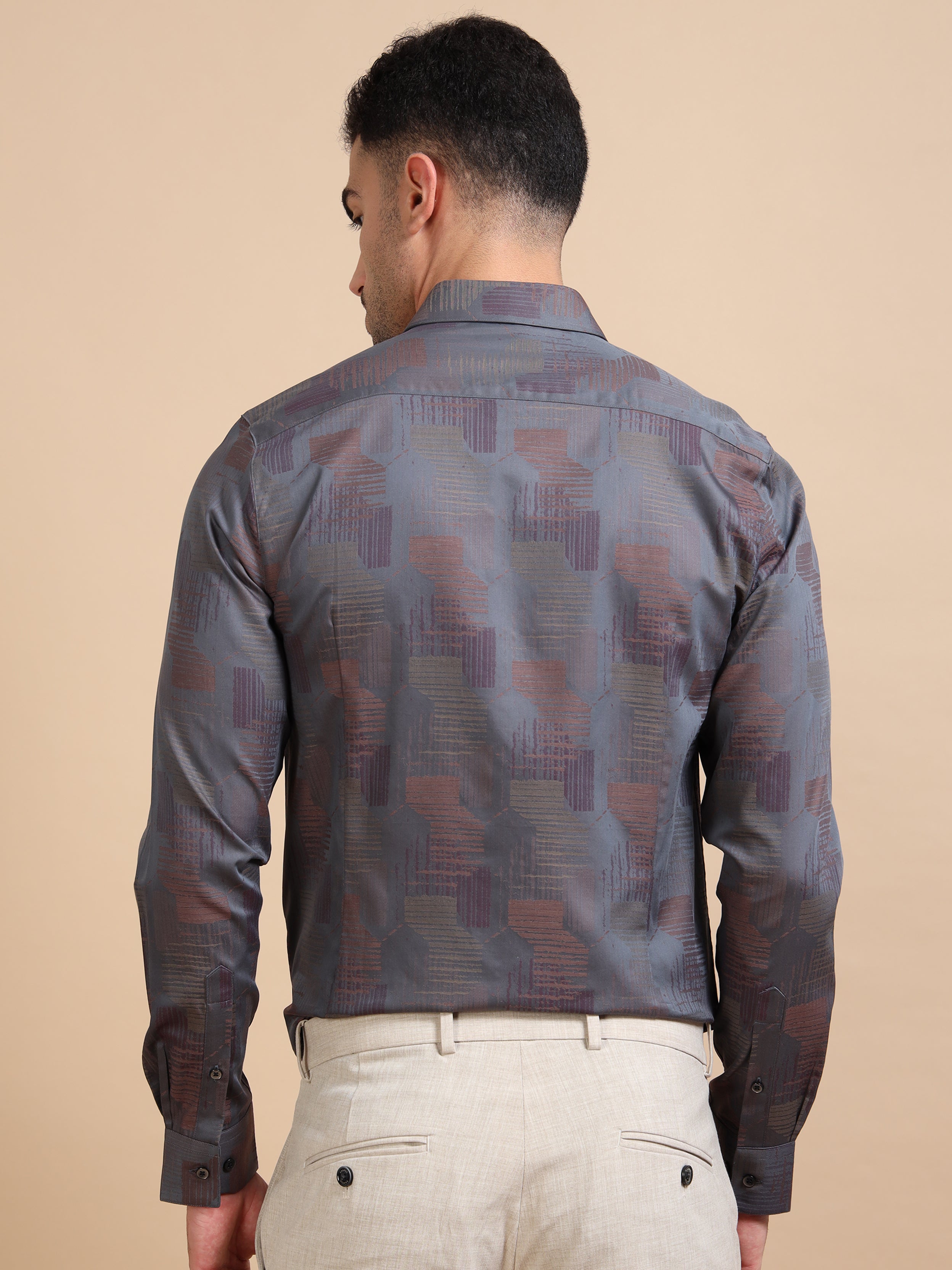 Grey Jacquard Festive Shirt