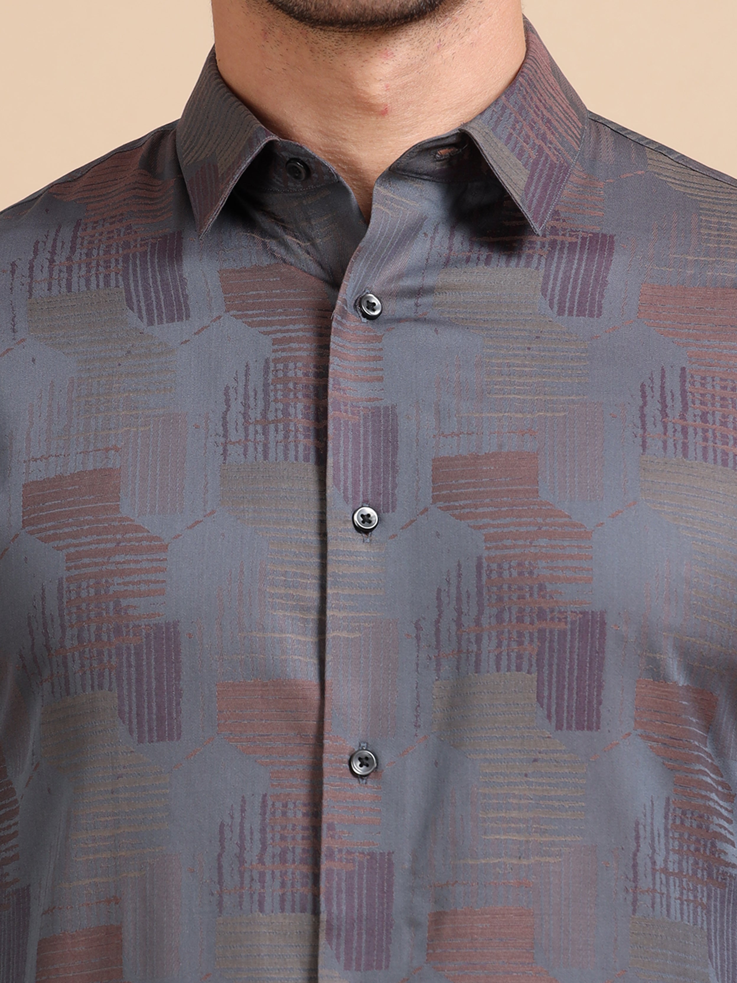 Grey Jacquard Festive Shirt