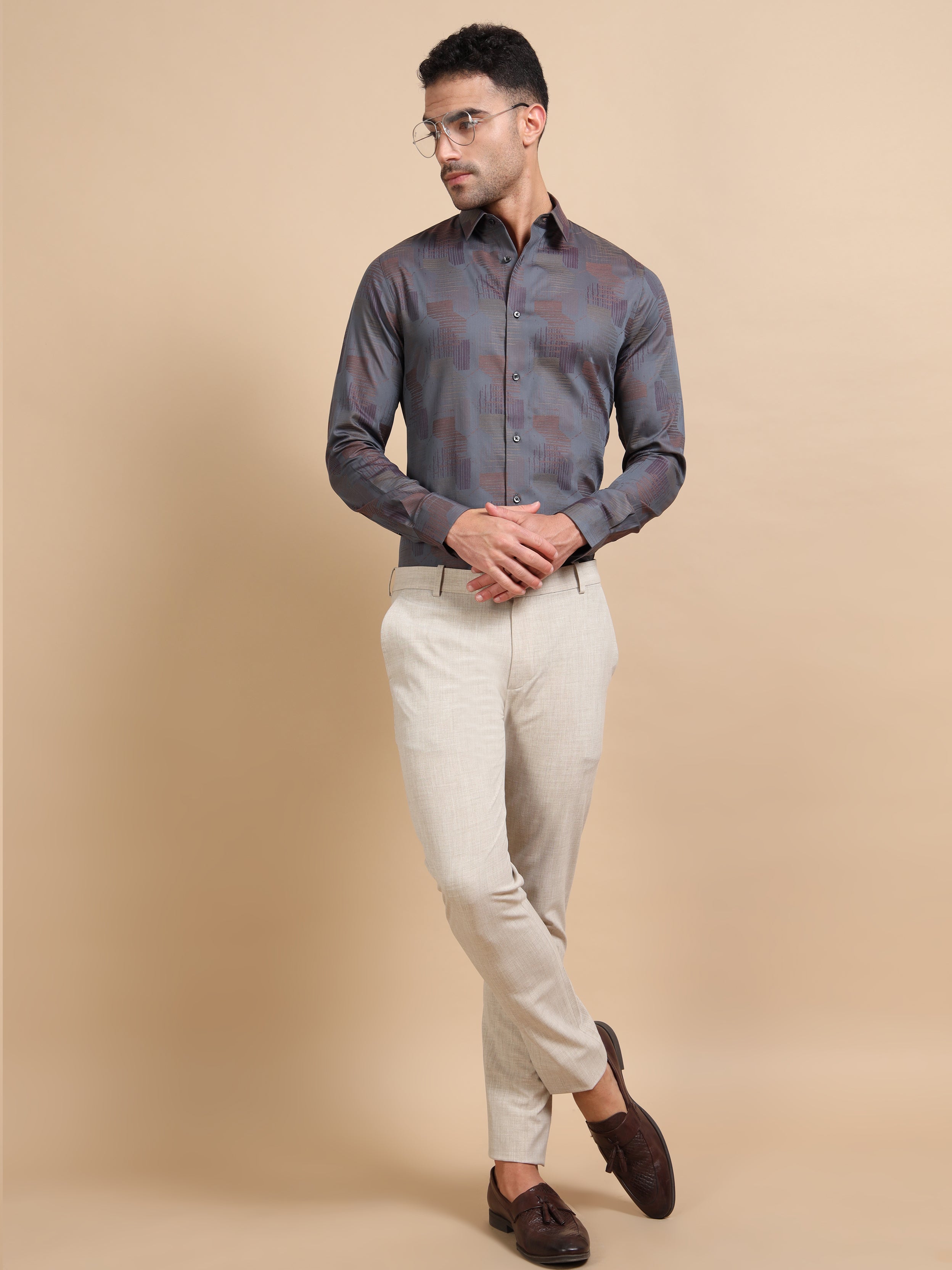 Grey Jacquard Festive Shirt