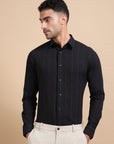 Black Striped Seersucker Shirt