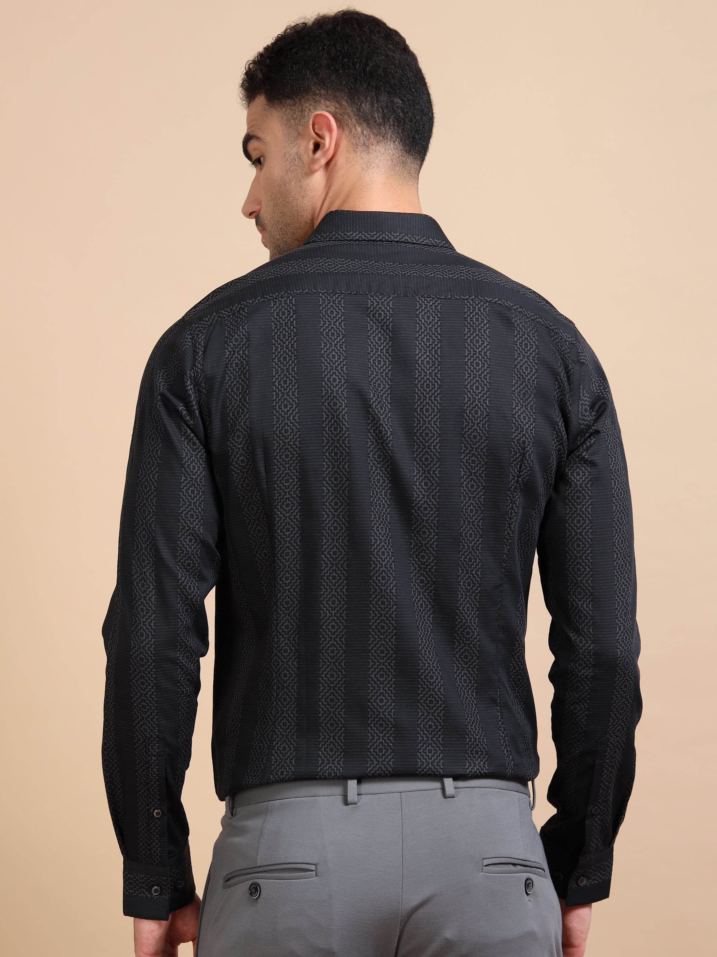 Black Stripe Jacquard Shirt