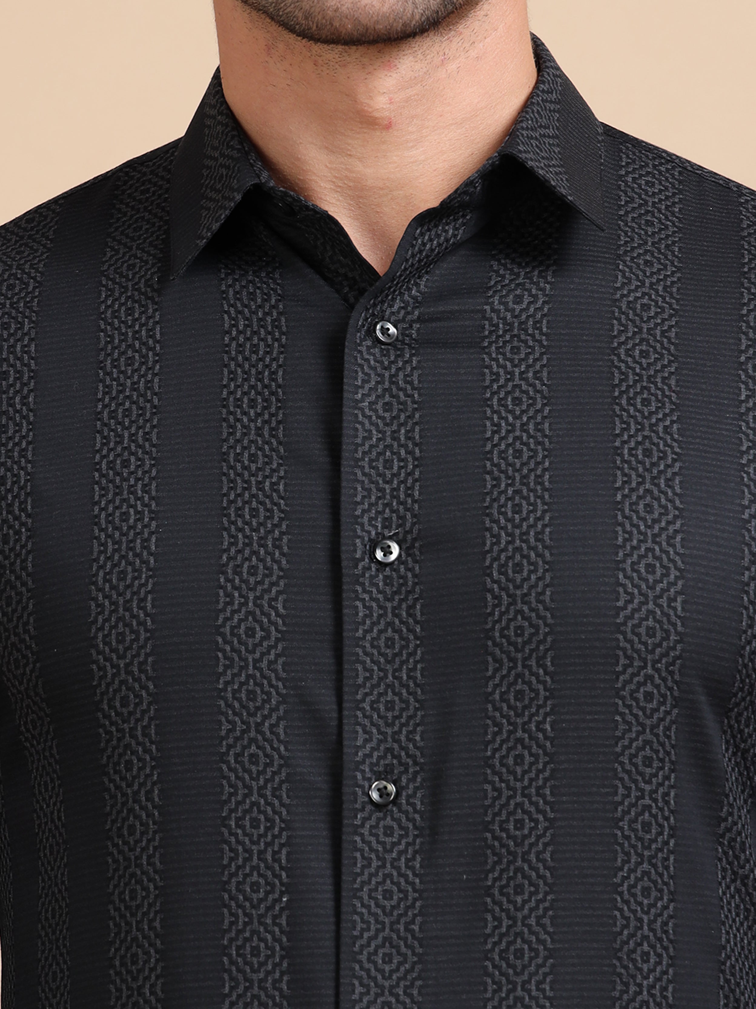 Black Stripe Jacquard Shirt