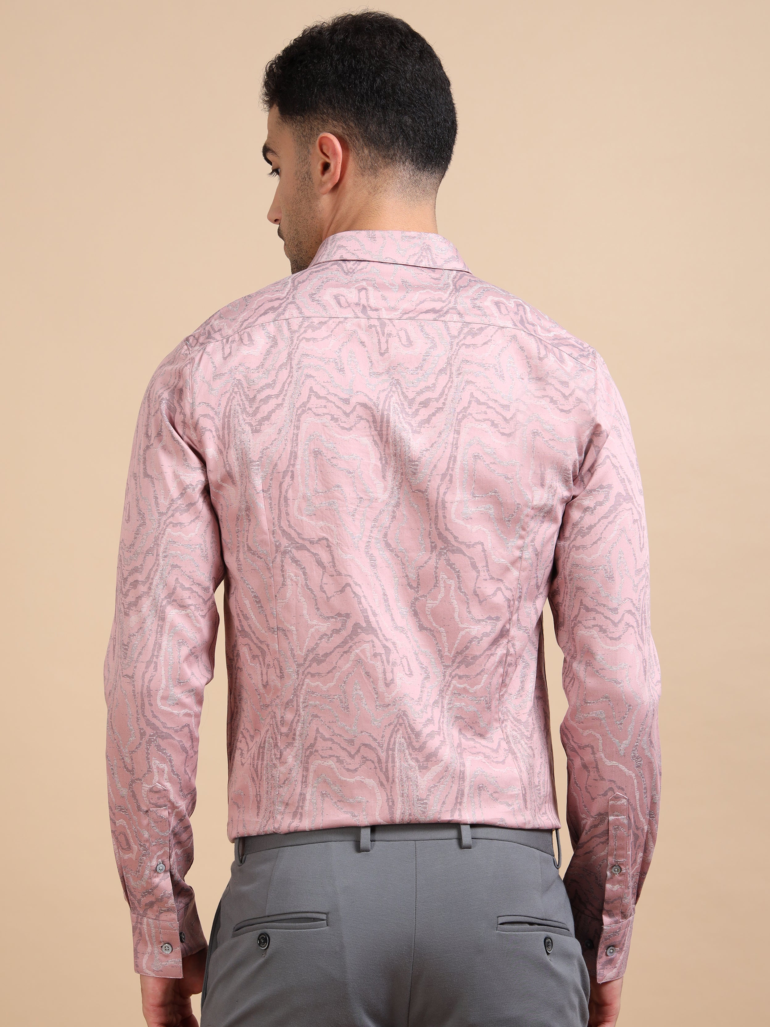 Pink Formal Jacquard Shirt