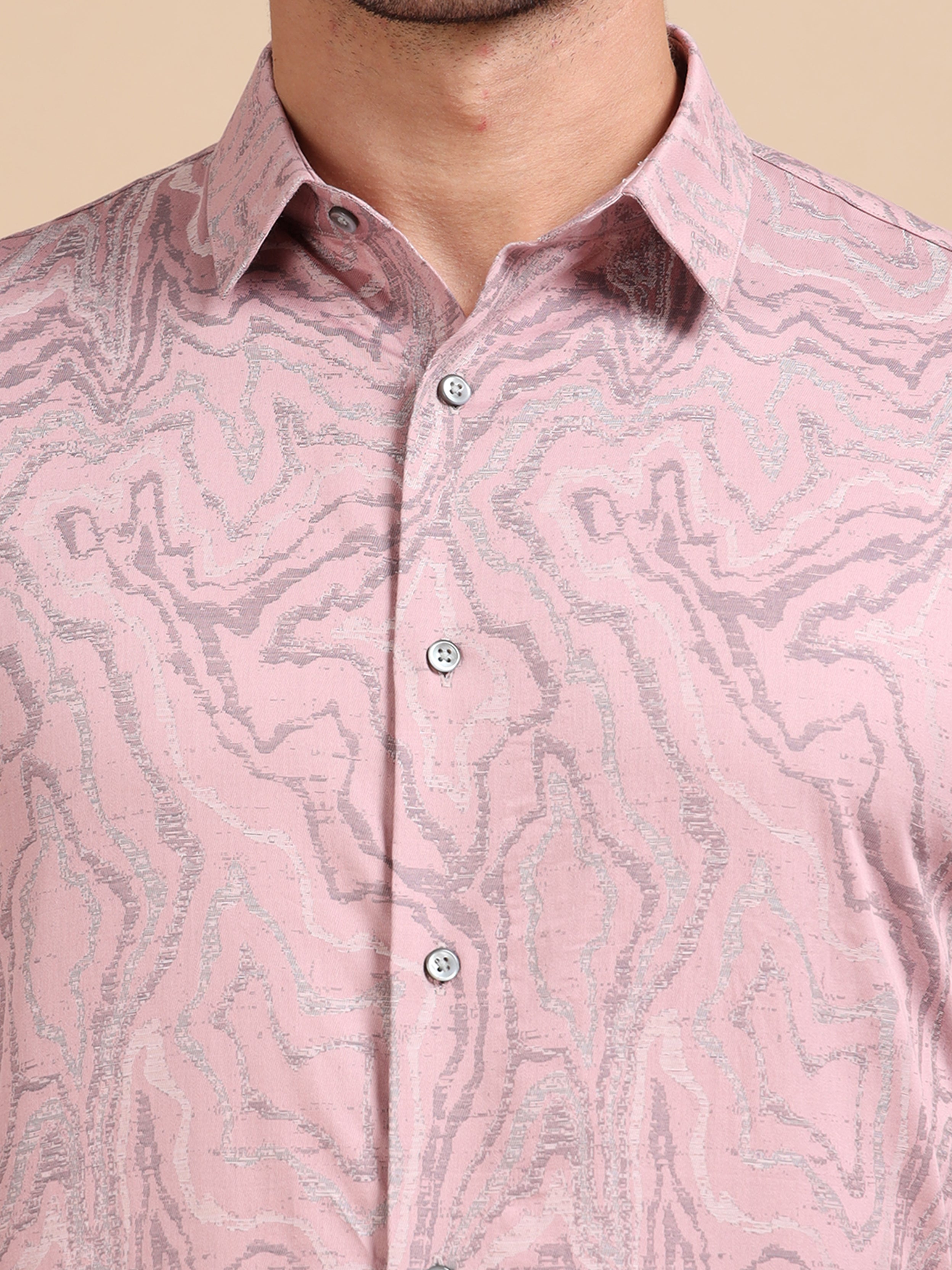 Pink Formal Jacquard Shirt