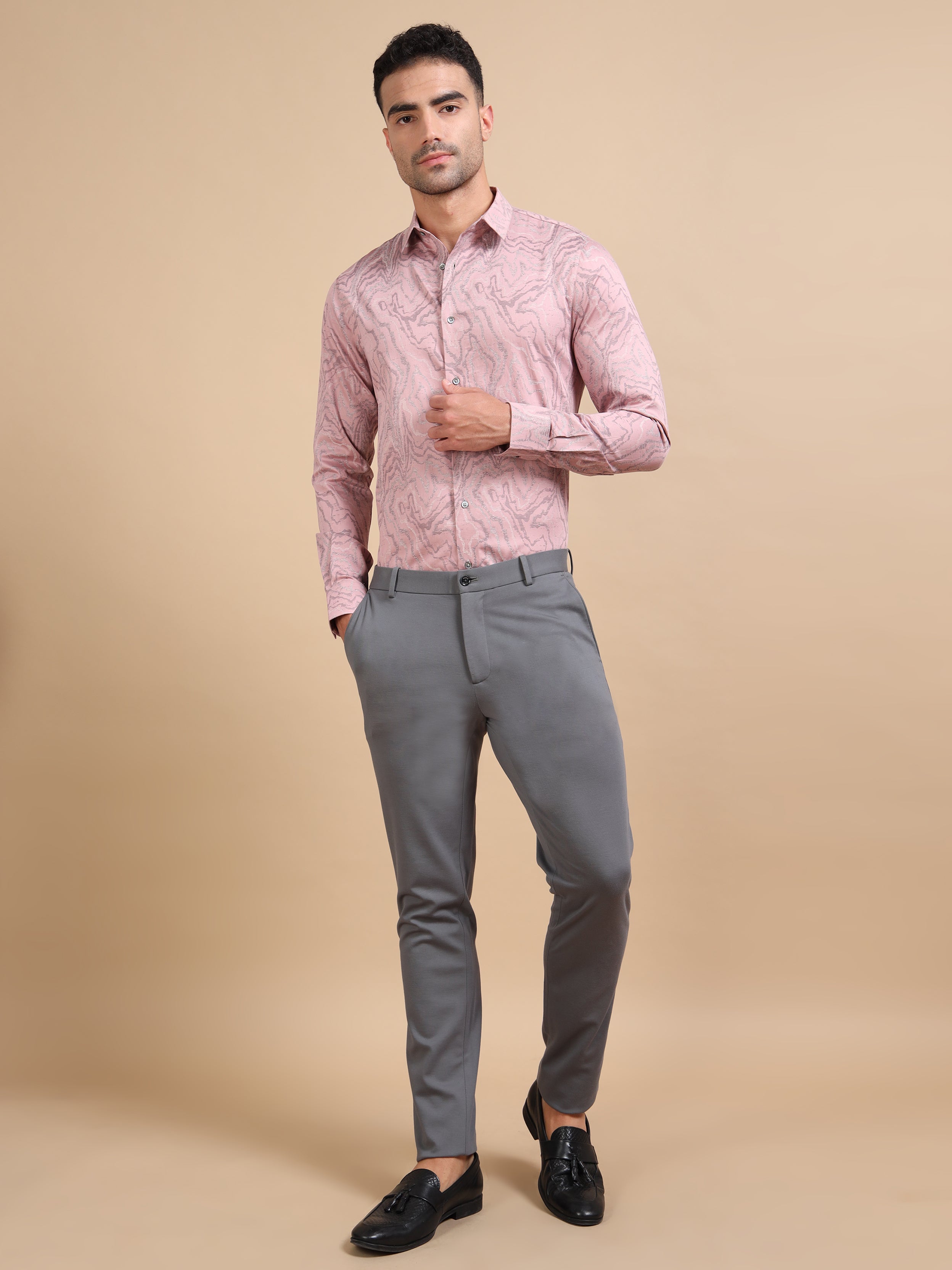 Pink Formal Jacquard Shirt