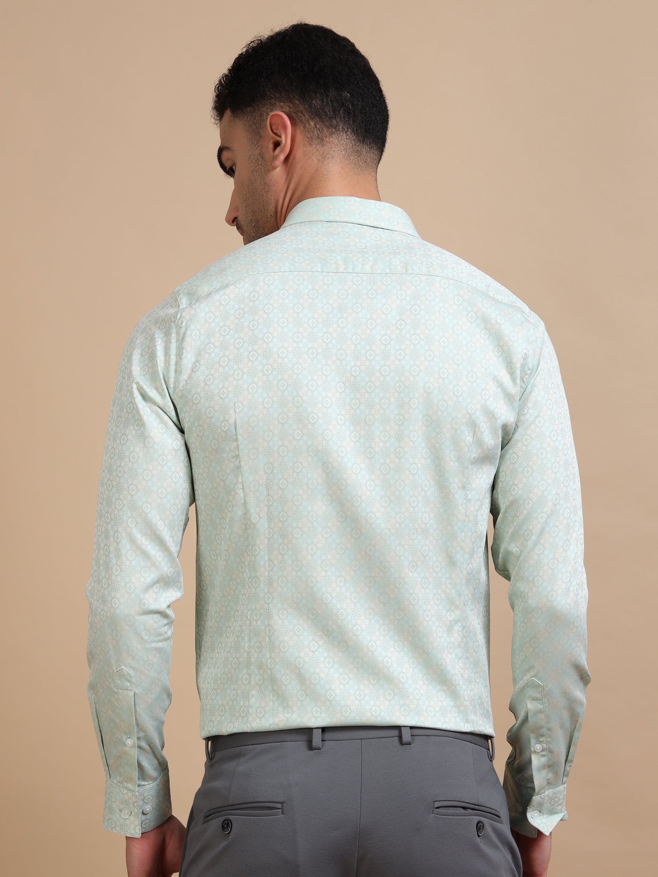 Green Jacquard Festive Shirt