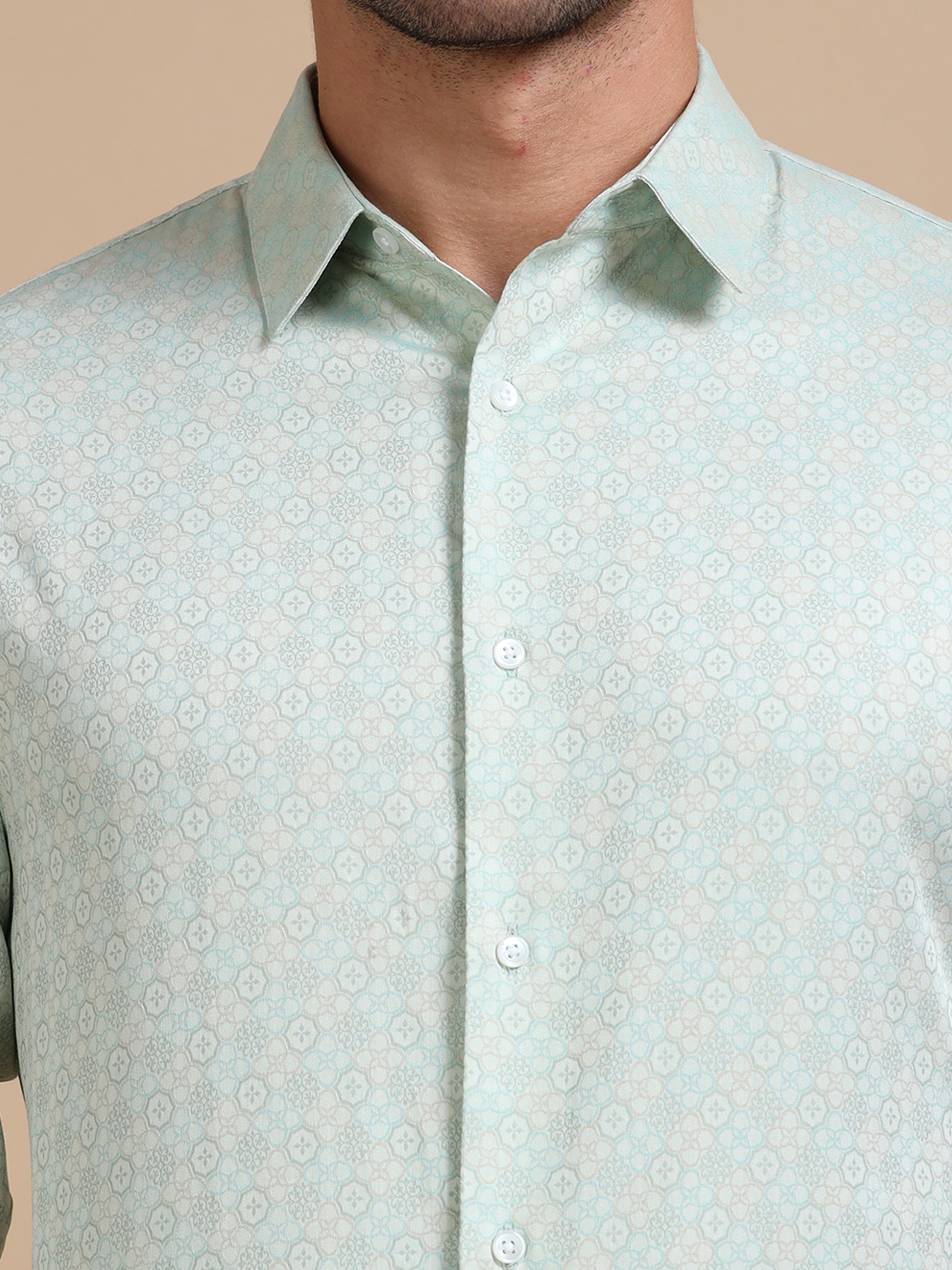 Green Jacquard Festive Shirt