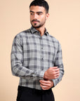 Black Grey Formal Check Shirt