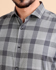 Black Grey Formal Check Shirt