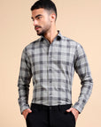 Black Grey Formal Check Shirt