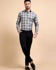 Black Grey Formal Check Shirt