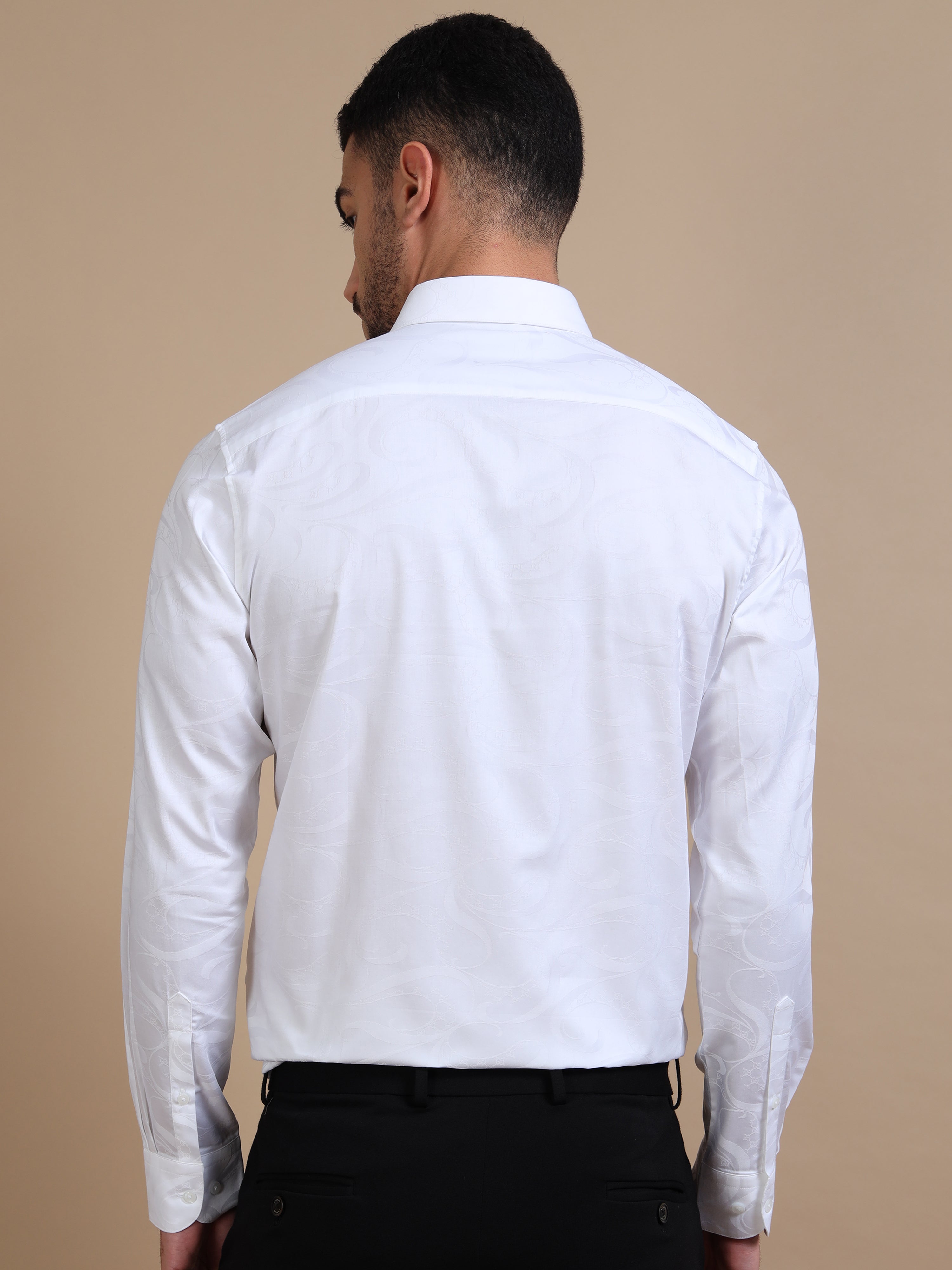 White Self Jacquard Premium Shirt