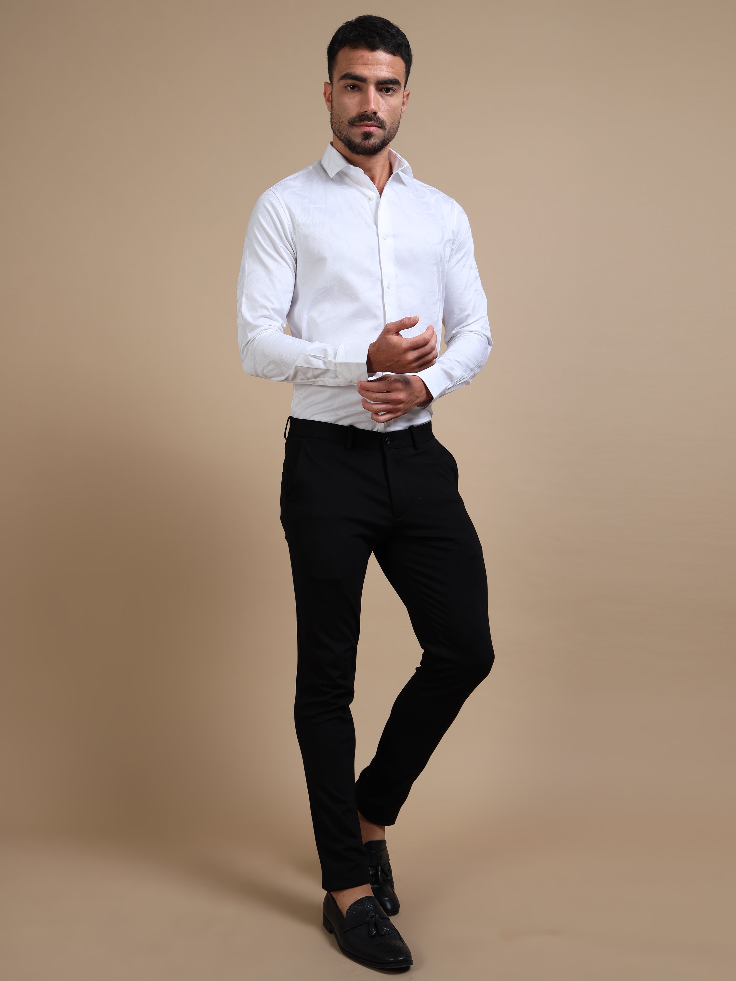 White Self Jacquard Premium Shirt