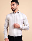 Khaki Striped Formal Shirt