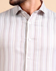 Khaki Striped Formal Shirt