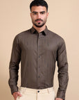 Brown Classy Jacquard Premium Shirt