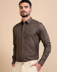 Brown Classy Jacquard Premium Shirt