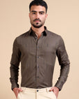 Brown Classy Jacquard Premium Shirt