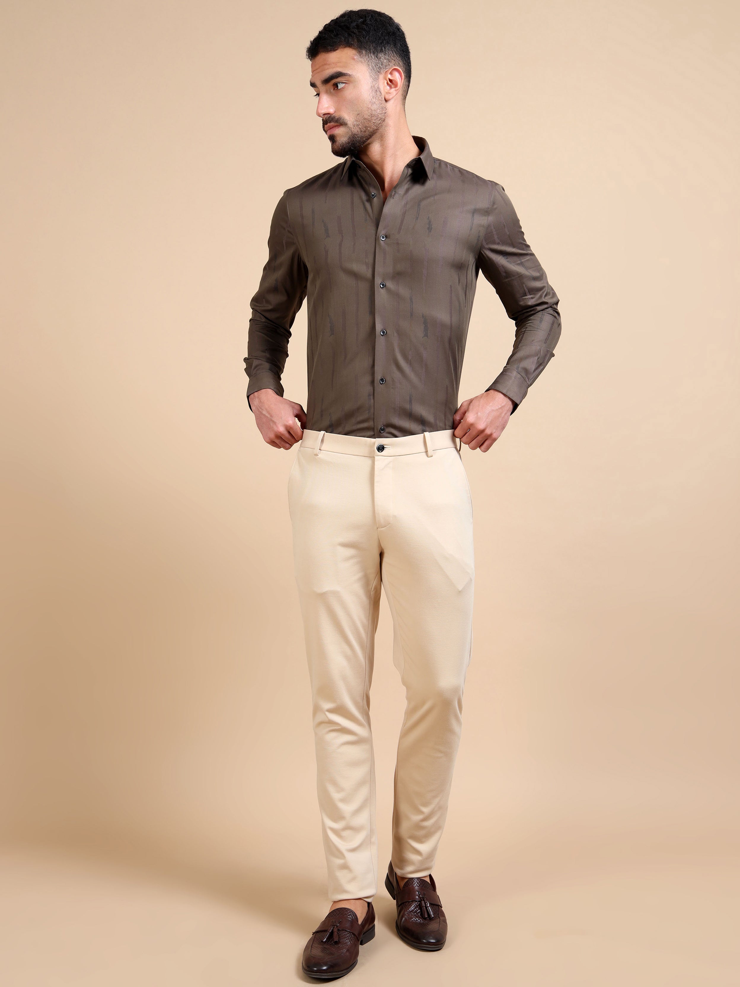 Brown Classy Jacquard Premium Shirt