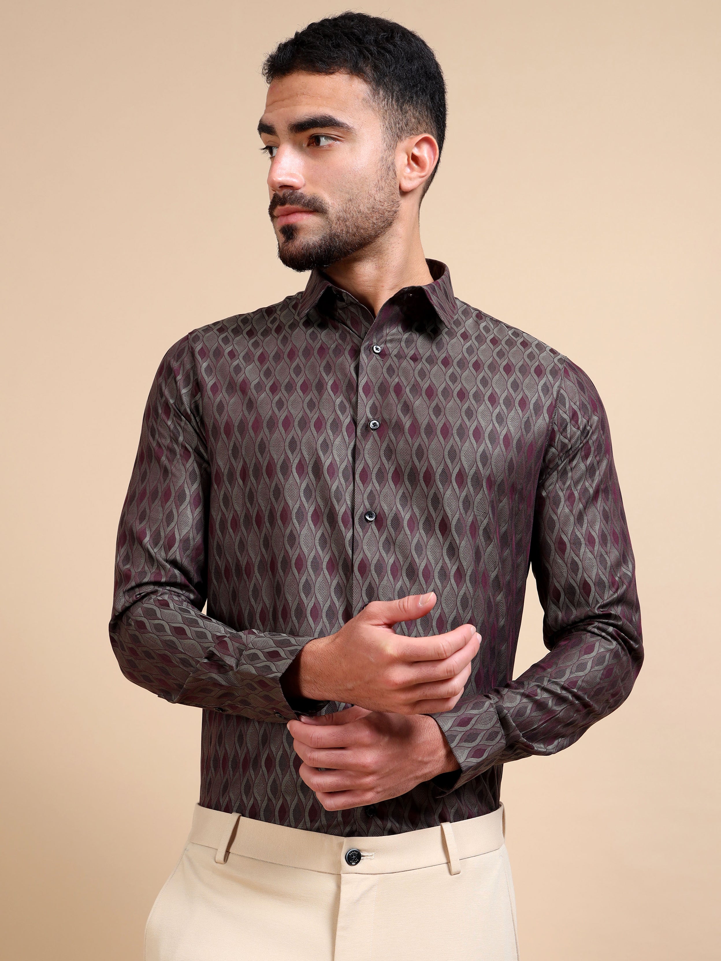 Enticing Festive Jacquard Shirt