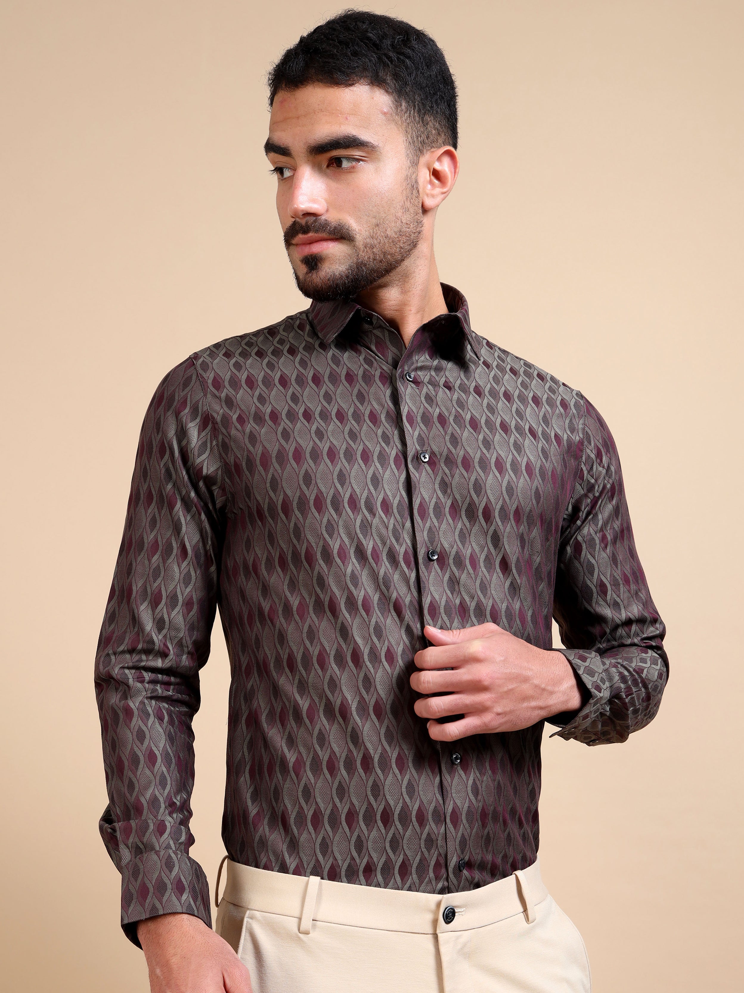 Enticing Festive Jacquard Shirt