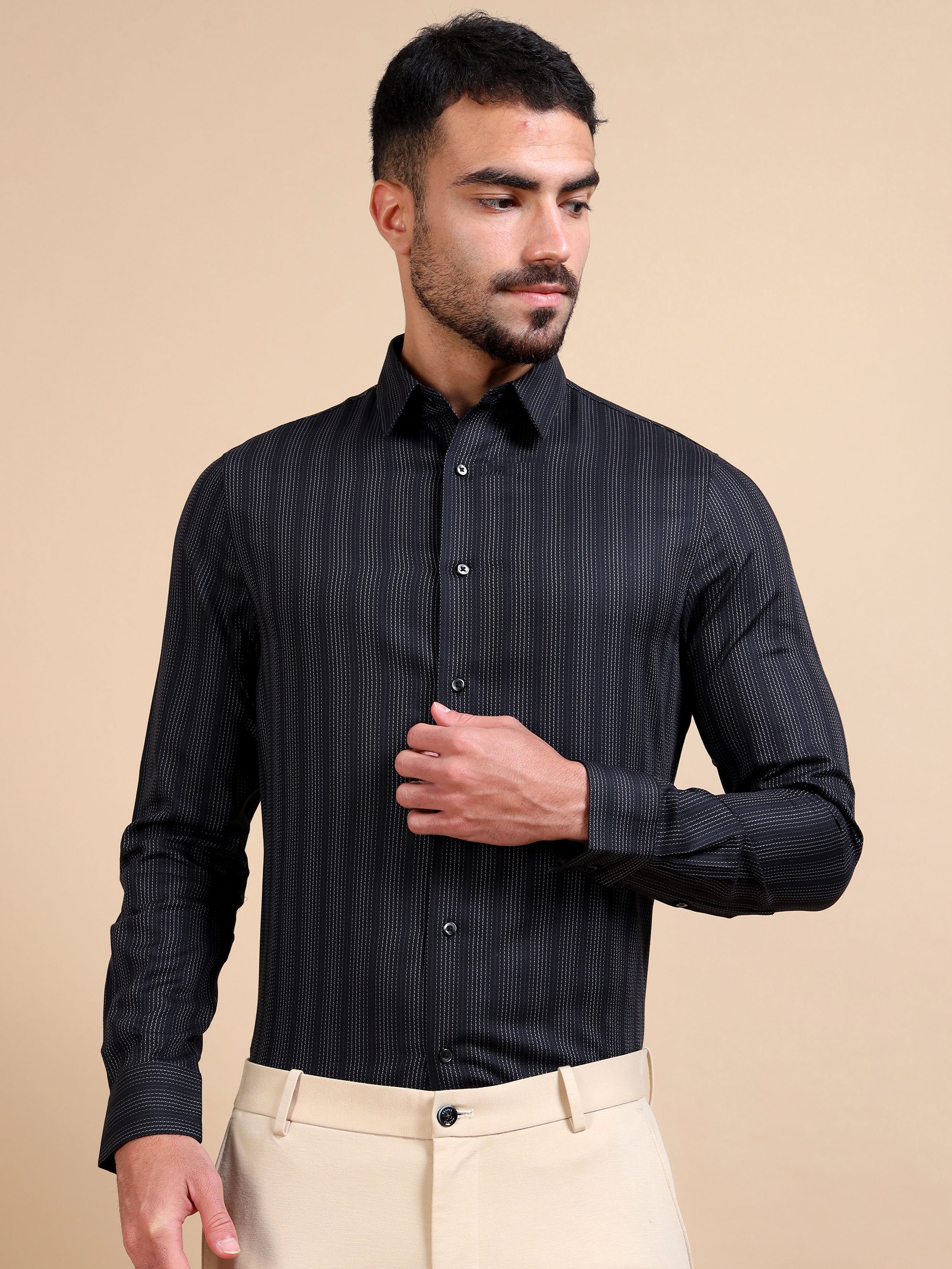 Black Derby Stripe Shirt