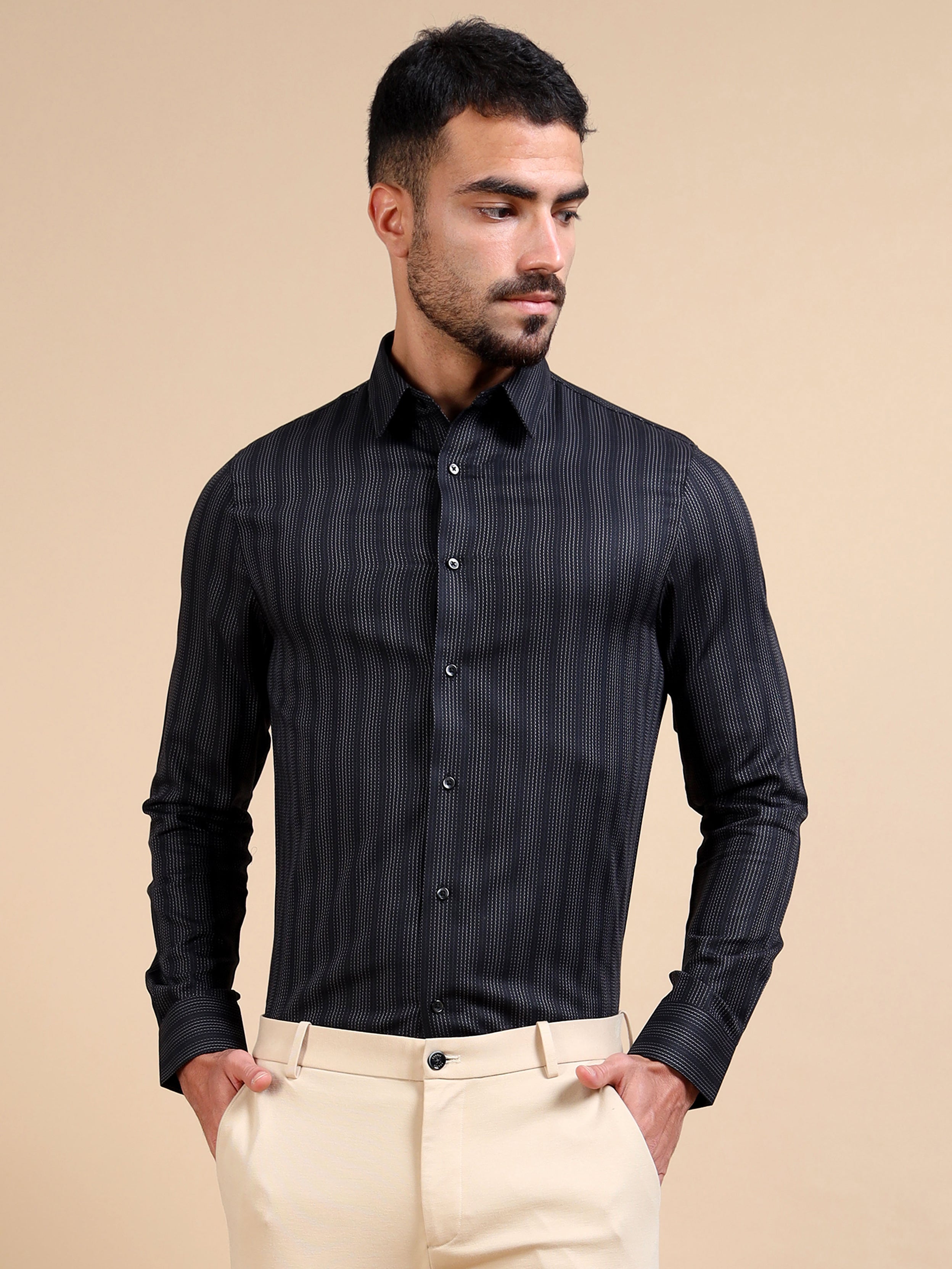 Black Derby Stripe Shirt