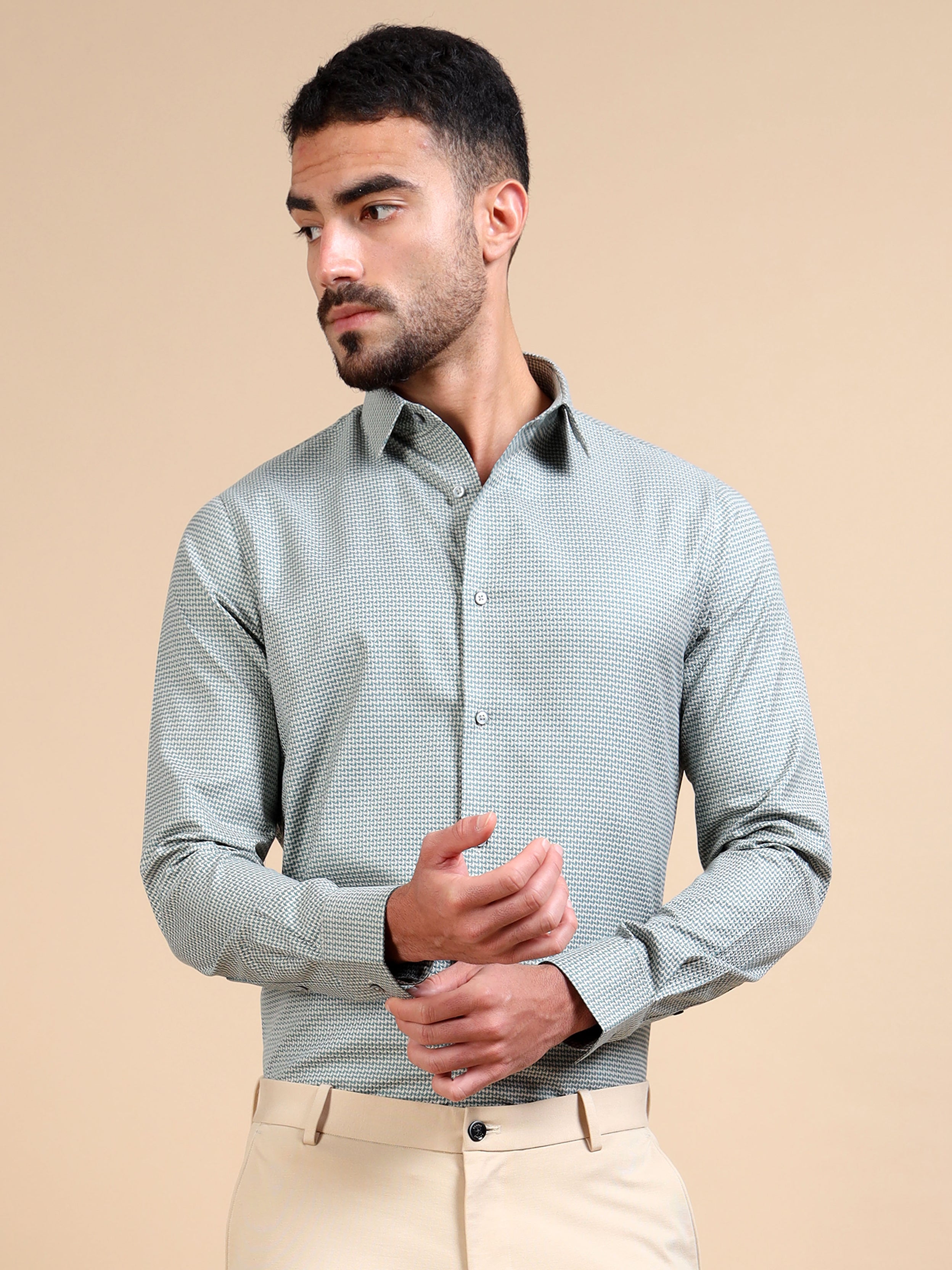 Structure Olive Premium Formal Shirt