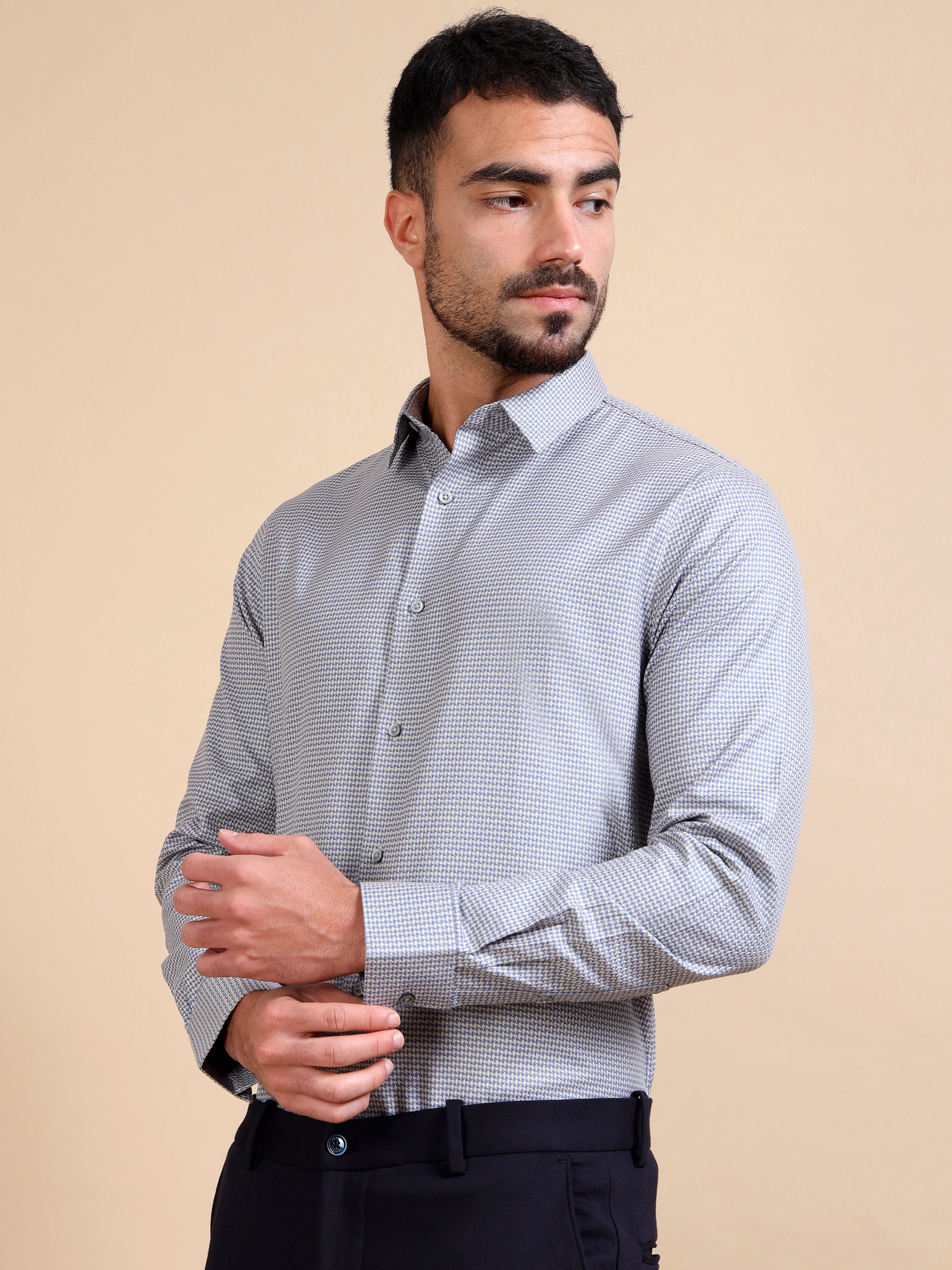 Structure Grey Premium Formal Shirt