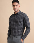 Compelling Black Check Jacquard Shirt