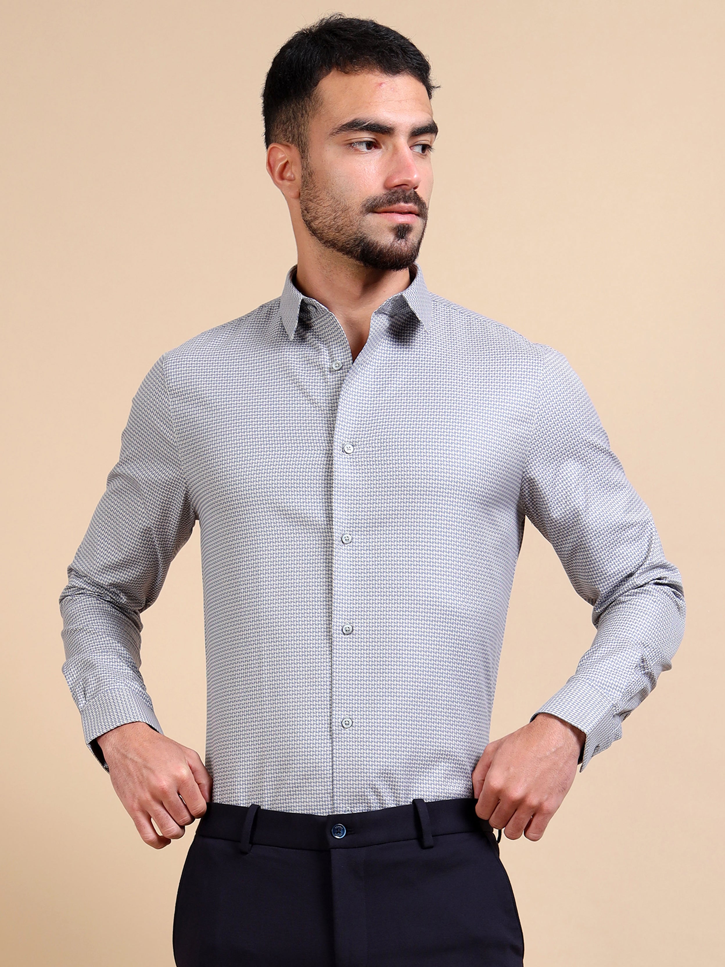 Structure Grey Premium Formal Shirt