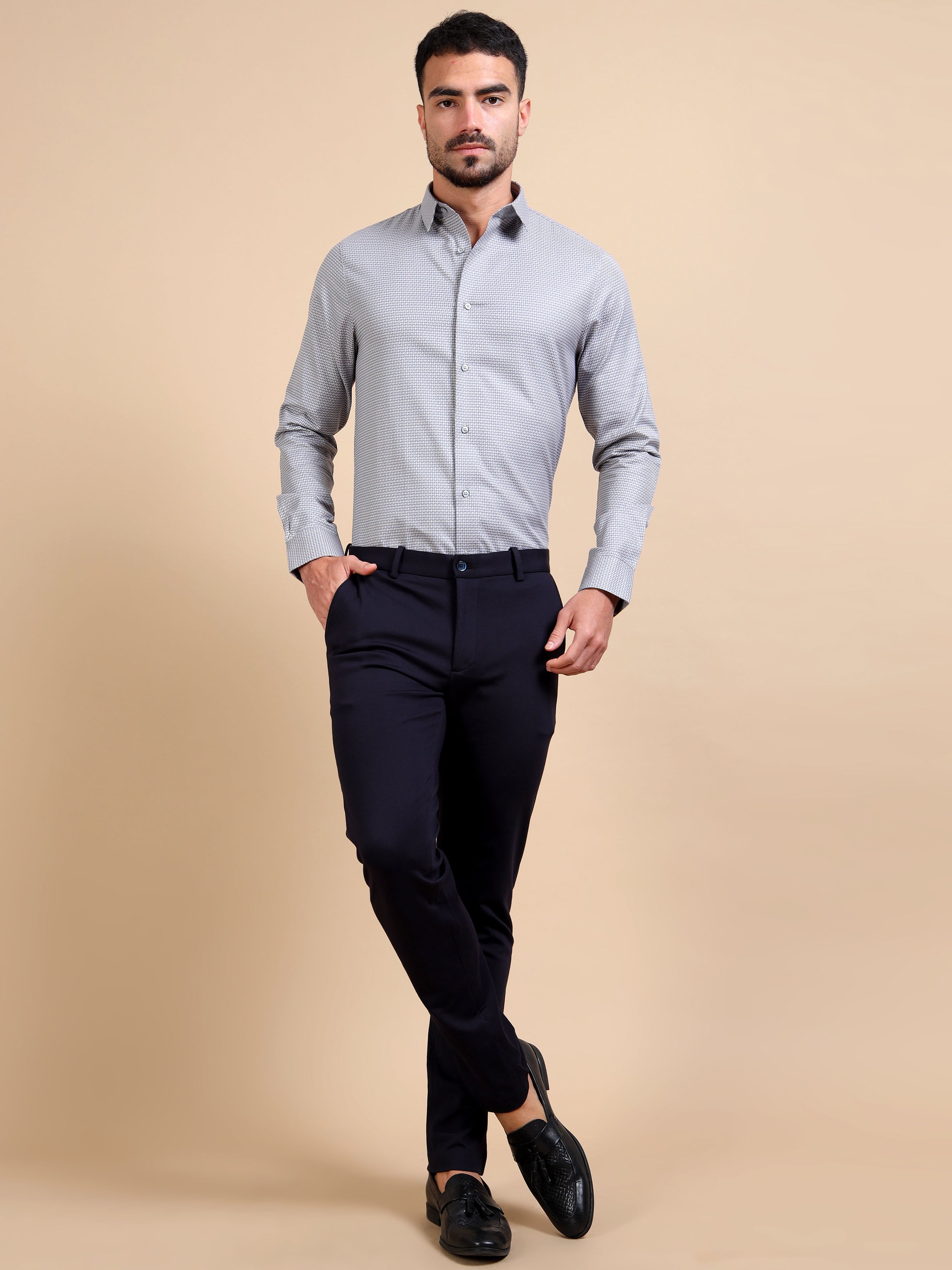 Structure Grey Premium Formal Shirt