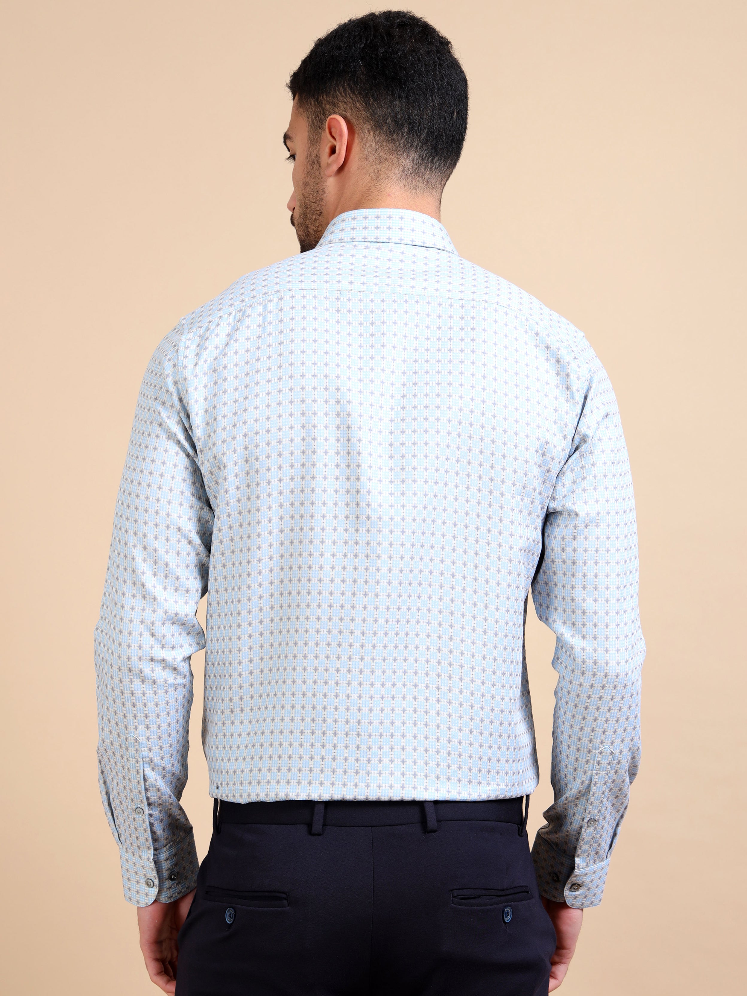 Blue Formal Jacquard Shirt