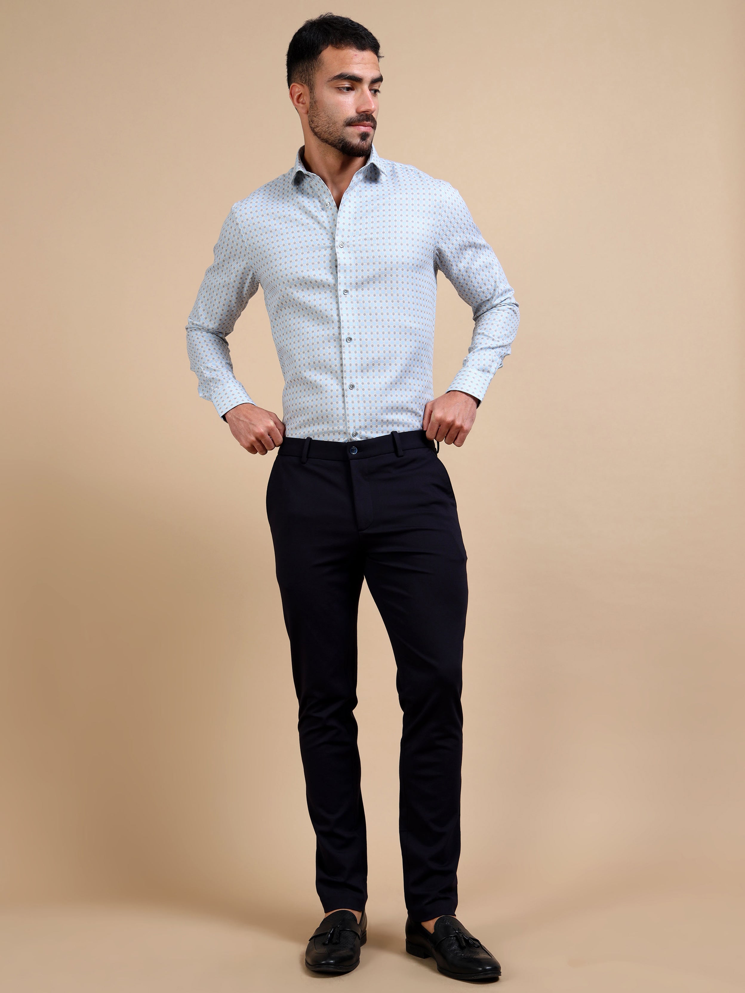 Blue Formal Jacquard Shirt